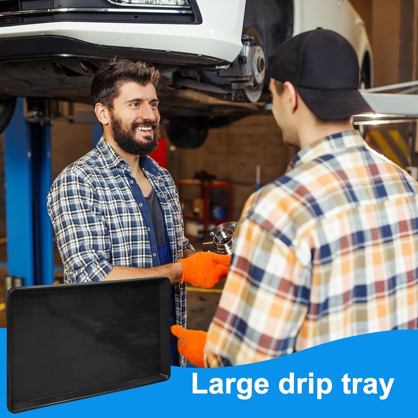 6Pcs Extra Large Auto Oil Drip Pan- 35.4 x 24 x1.6 Inches Oil Drip Tray for Under Car Plastic Oil Tray,Oil Catch Pan Replacement Tray to Keep Garage Floor Show Room Driveway Safe and Clean