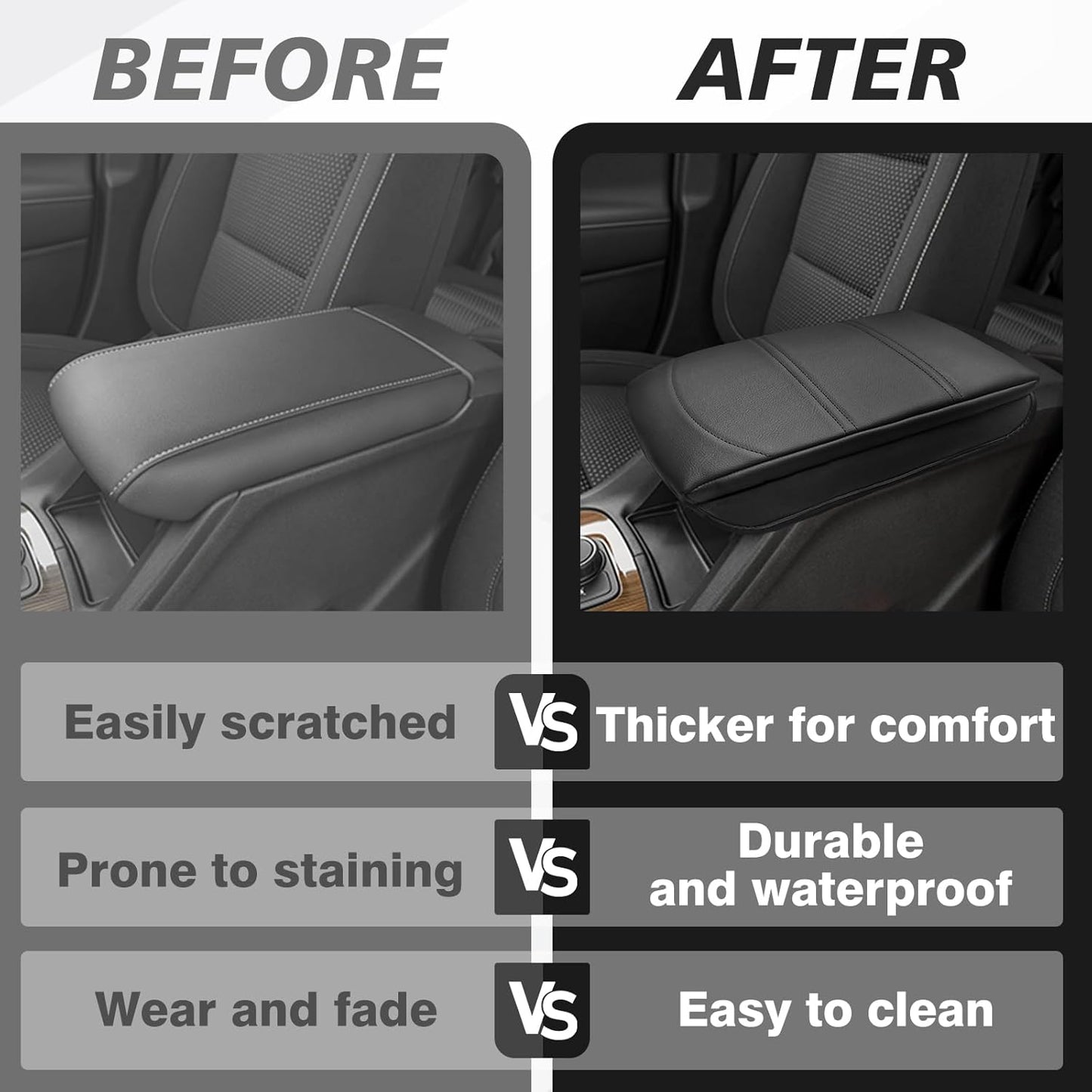 Muslogy Center Console Cover 1-Inch Extra Thick Armrest Pad Compatible with 2017-2023 GMC Acadia Arm Rest Cushion Padding Anti-Scratch Console Leather Lid Protector