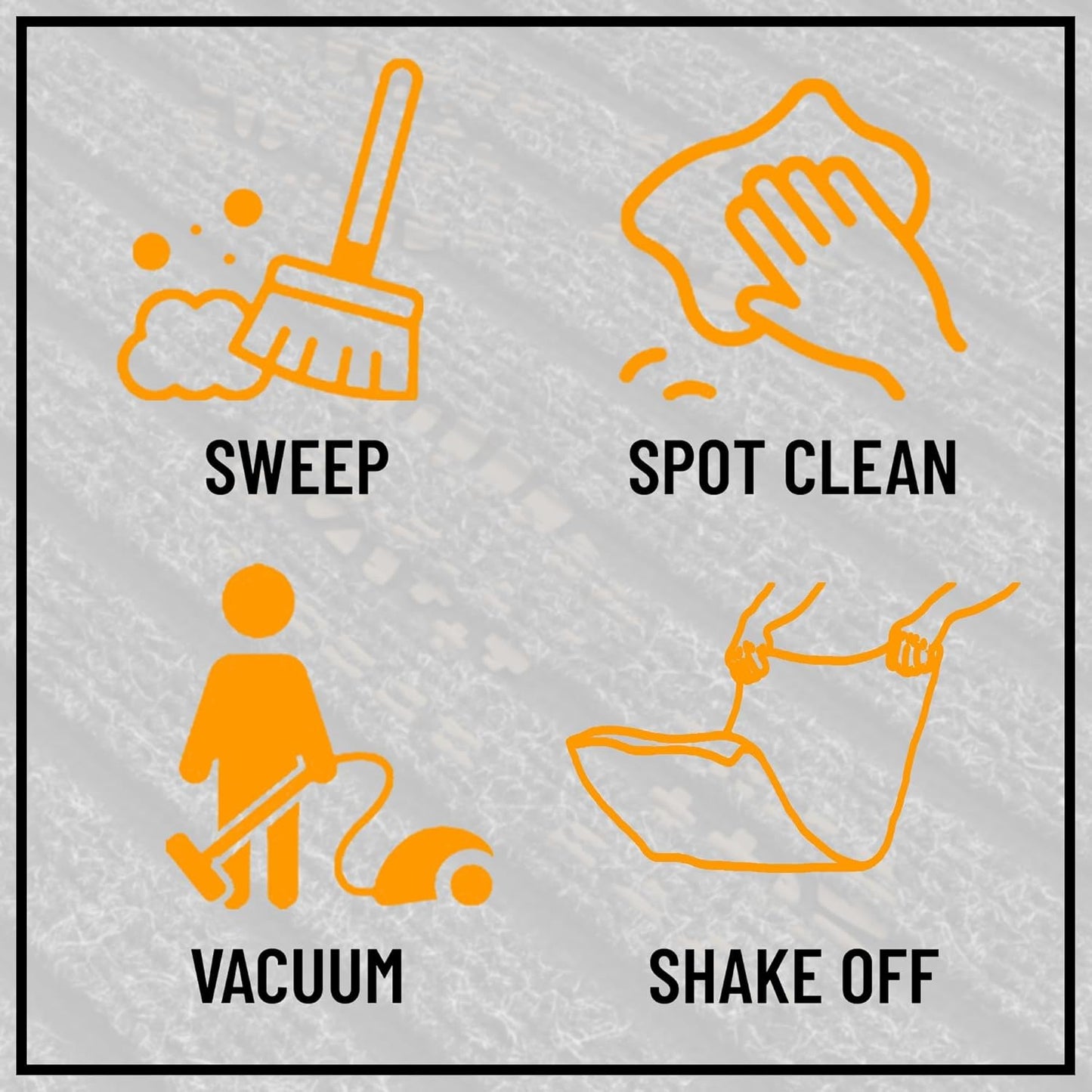 Ottomanson 2' x 37' Hallway Runner with Scraper Pile Extra Durable Non-Slip Rug Mat for Indoor & Outdoor Use - Ideal for Kitchen, Entryway, Patio & Garage - High-Traffic Carpet, Black