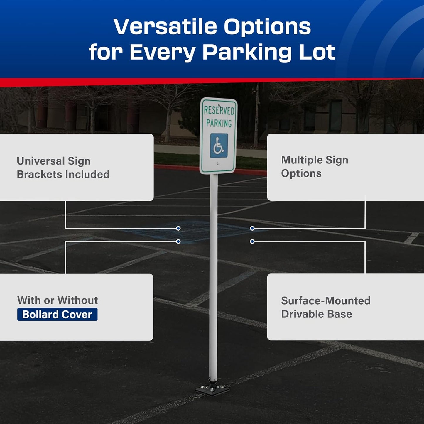 Impact Recovery - Sta-Rite Flexible Sign Post - Sign Holder - Handicap Parking Signs - Made in the USA - 78” Reserved Parking Signage