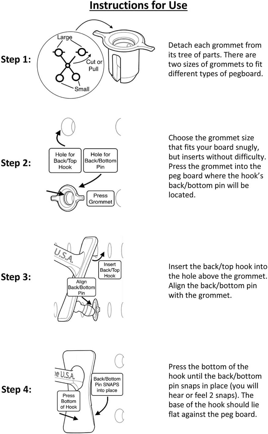 PegPro® 2" Hooks Kit for Standard “Wood Fiber” pegboard – Durable Plastic Pegboard Hooks - for Garage, Kitchen, Craft Room, and More (2" Hook - 24 Pack, Gray)
