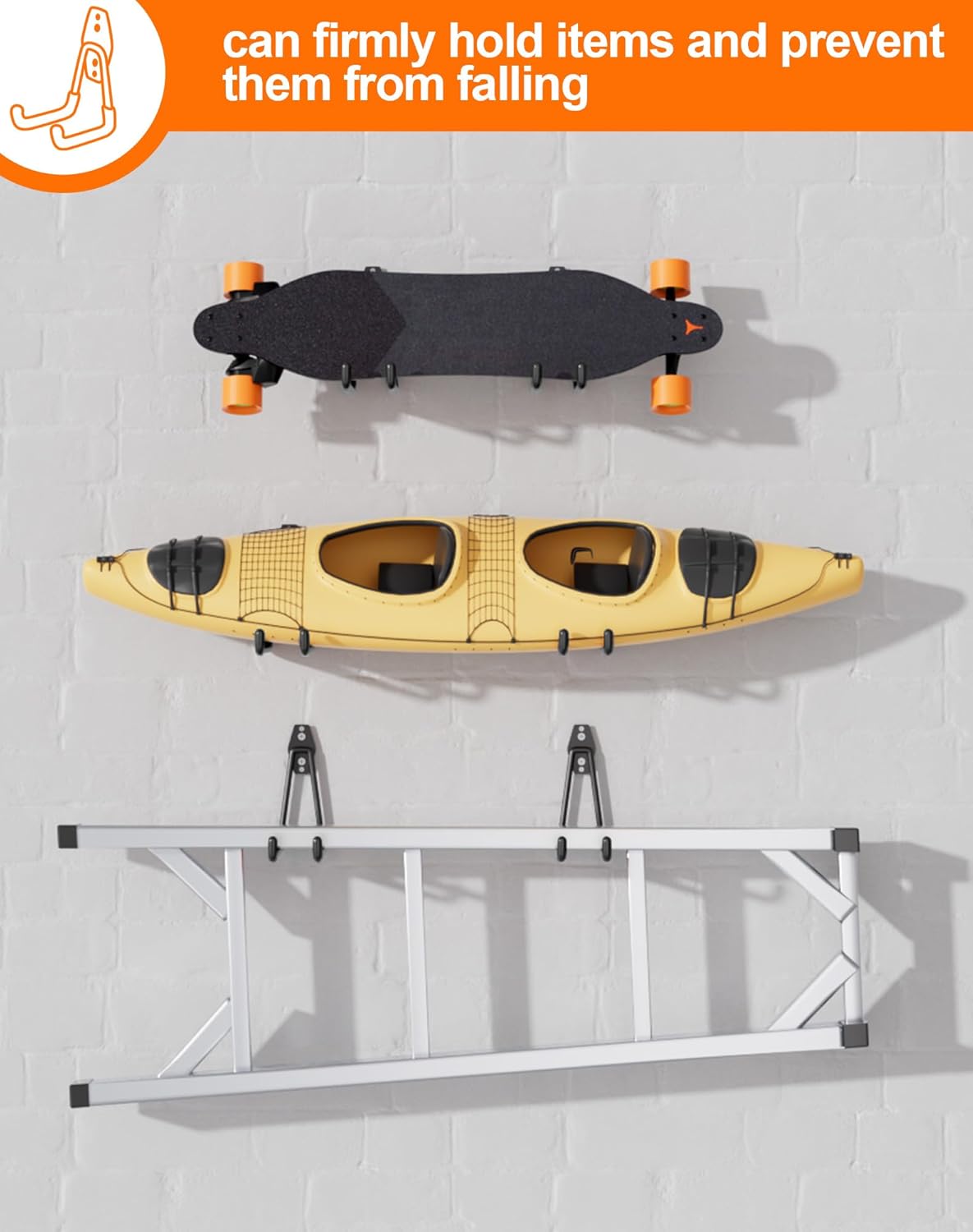 QcoQce 11 Pack Garage Hooks Heavy Duty with 2 Extension Cord Straps,Garage Storage Hooks, Wall Mount Hooks, Garage Organization and Tool Hangers for Bike, Ladder, Ropes and Garden Tools