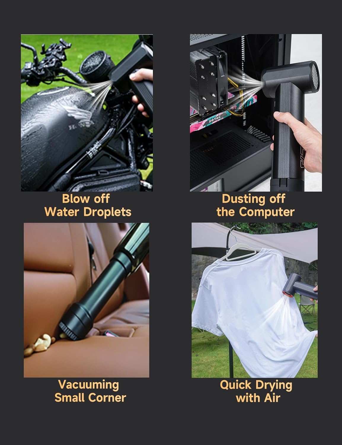 Jet Fan MAX - KiCA Jetfan Car Air Blower and Vacuum Turbo Fan,Electric Cordless Strong Blower 85000 RMP for Car Window Snow/Leaf Clearing,Dry Motocycle,Computer Dust Remove,Outdoots,Long Battery Life