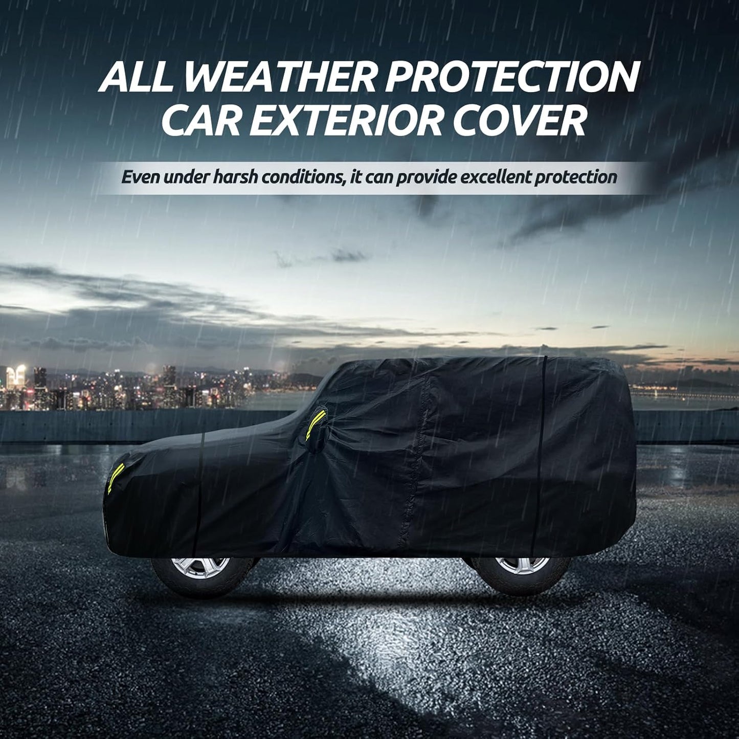 Migaven 6 Layers Car Cover Custom Fit for Jeep Wrangler 2 Door 1987-2025 JK JL CJ YJ TJ, Waterproof Full Exterior Cover Rain Sun Protection with Door Zipper & Inner Cotton