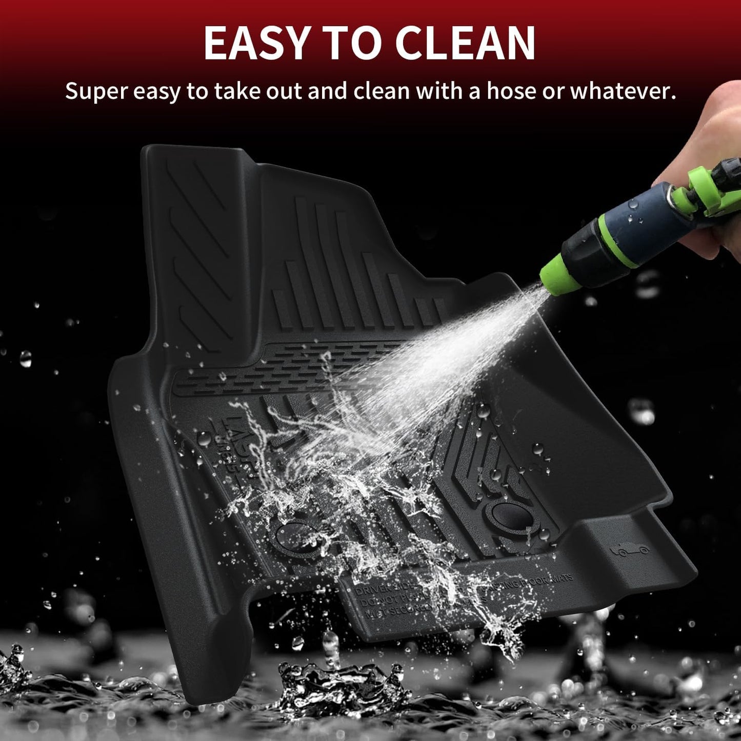 LASFIT Floor Mats for Toyota Tacoma 2024 2025 Double Cab (Not fit Hybrid) All Weather Floor Liner for Tacoma TRD/SR/SR5/limited TPE Custom Fit Car Mats Front&Rear 2 Row Mats,Black (Automatic Trans)