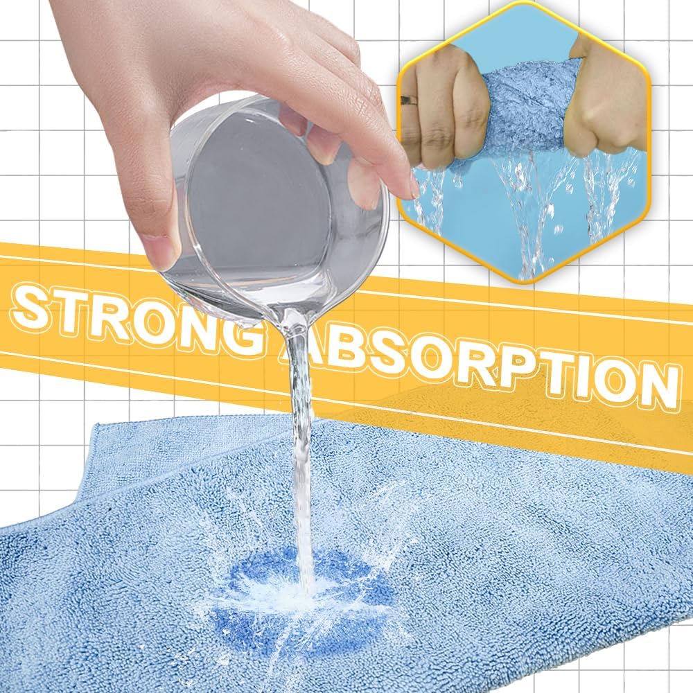 Microfiber Wash,Car Drying Towel, Extra Soft,Reusable and Durable,Absorbent, Car Drying Towel Lint-Free,Interior Microfiber Rags 16in x 16in-6 Packs Blue