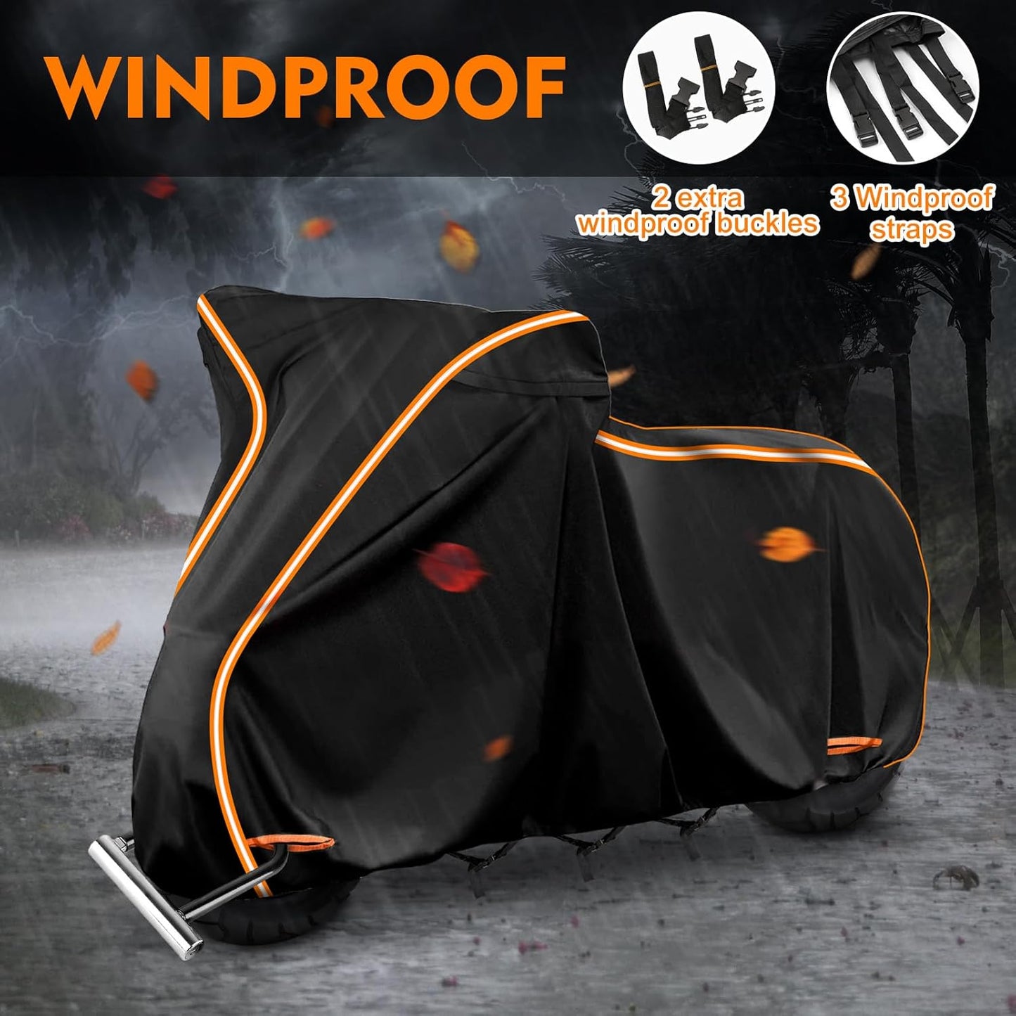 420D Motorcycle Cover for Vespa Scooters,Honda Super Cub,Yamaha Zuma 125,Honda Ruckus Outdoor Bike Cover Windproof Heavy Duty Waterproof Protection Fits up to Motorcycles with Side Boxes