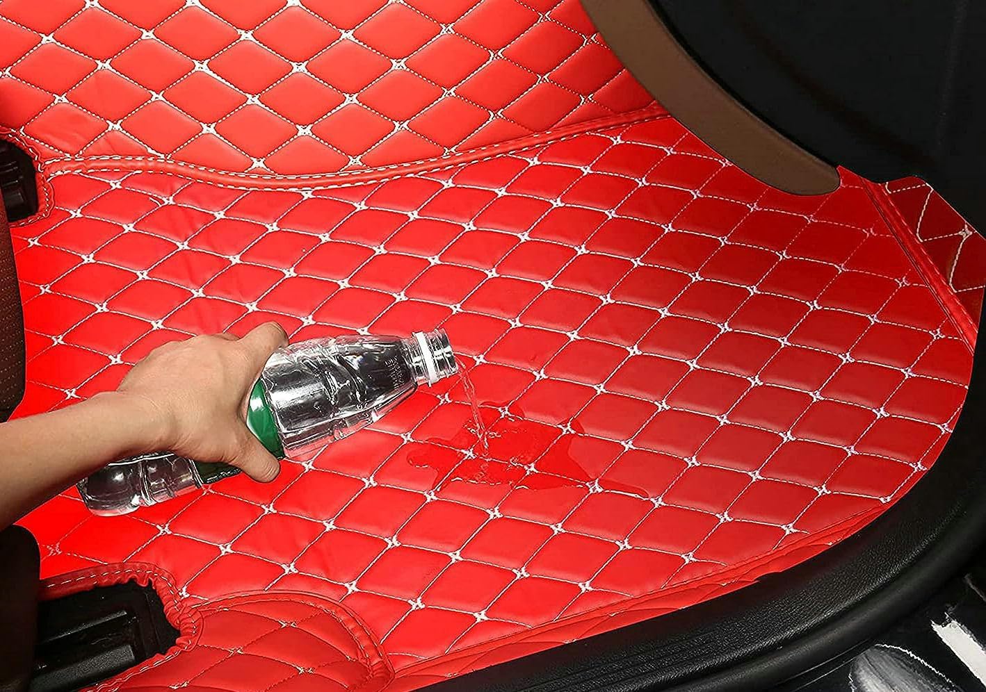 Custom Artificial Leather Waterproof All-Weather Car Floor Mats Fit for 99% Sedan SUV Sports Car Vehicle Car Mat (Wine red Black Beige)