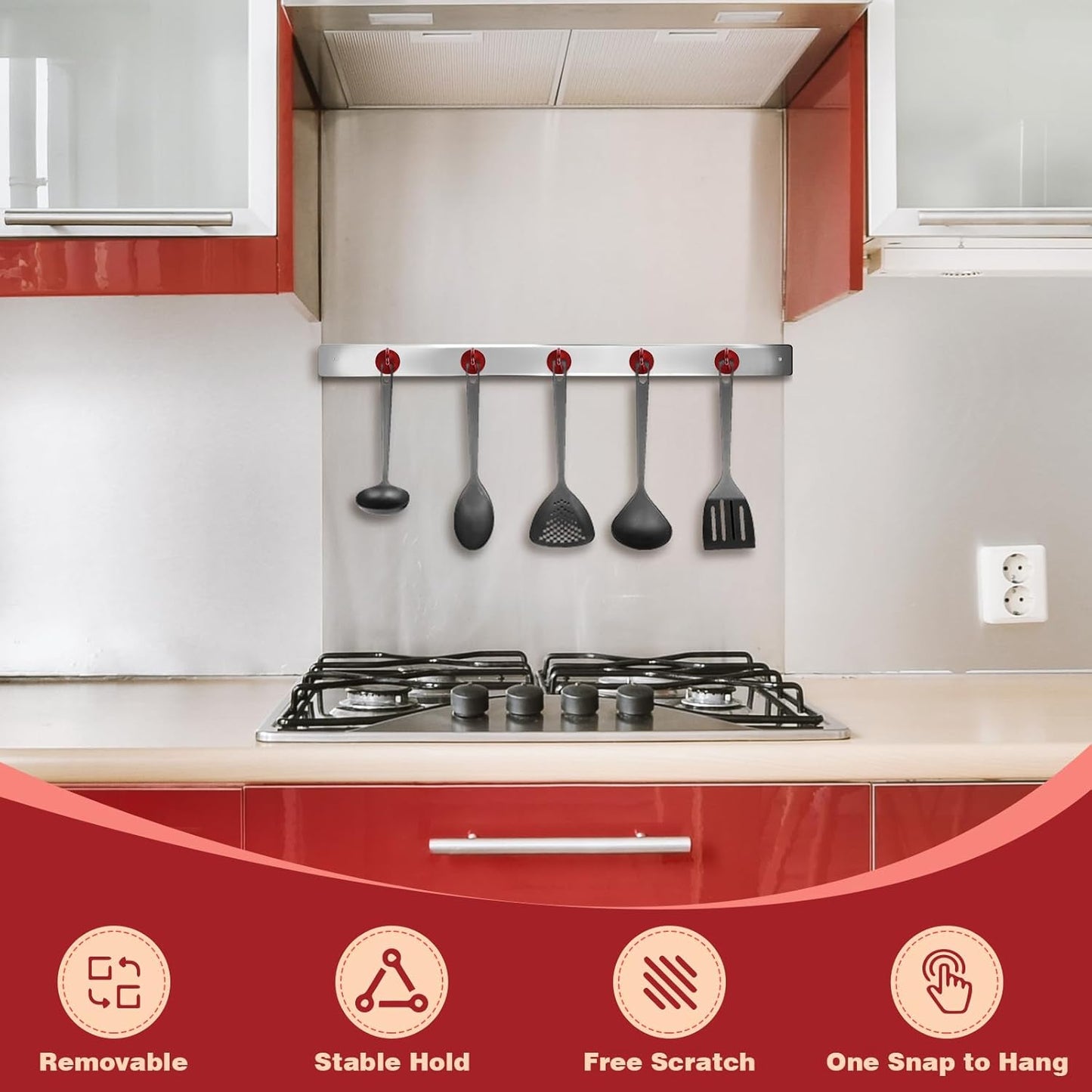 Neosmuk Magnetic Hooks, Cruise Ship Essentials, 80lb+ Heavy Duty Magnetic Hooks for Cruise Cabins, Refrigerator, Grill, Hanging, and Travel | Extra Strong Must-Haves Magnet Hook,Red