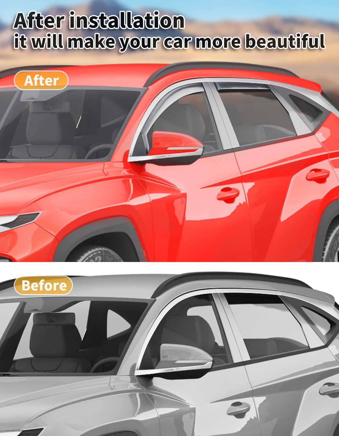 in-Channel Window Rain Guards Fit for Hyundai Tucson 2022 2024 2023 2025 Extra Durable Window Deflectors Window Visors Vent Shades Vent Visors Car Accessories-4 pcs Q24