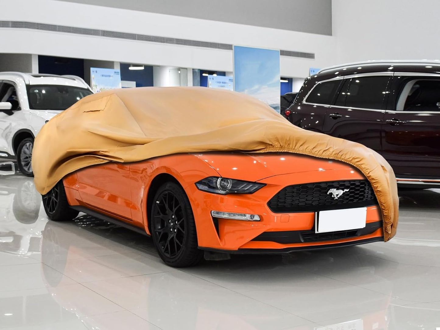 Heavy Duty Outdoor Car Cover Custom Fit for Ford Mustang, Windproof All Weather Waterproof Sun Rain UV Dust Snow Protection Outdoor Car Covers