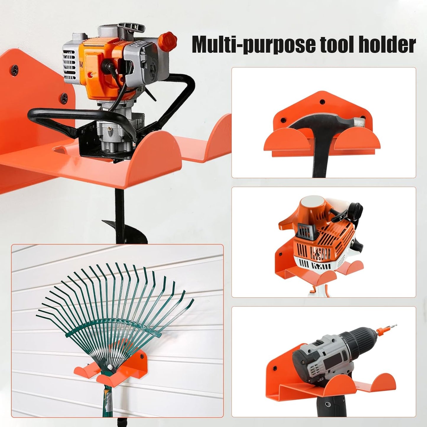 4Pack Weedeater Hanger Wall Mounted Grass Trimmer Rack Heavy Duty Garden Tool Hanger Steel Weed Whackers Holder Hedge for Grass Garden Tools