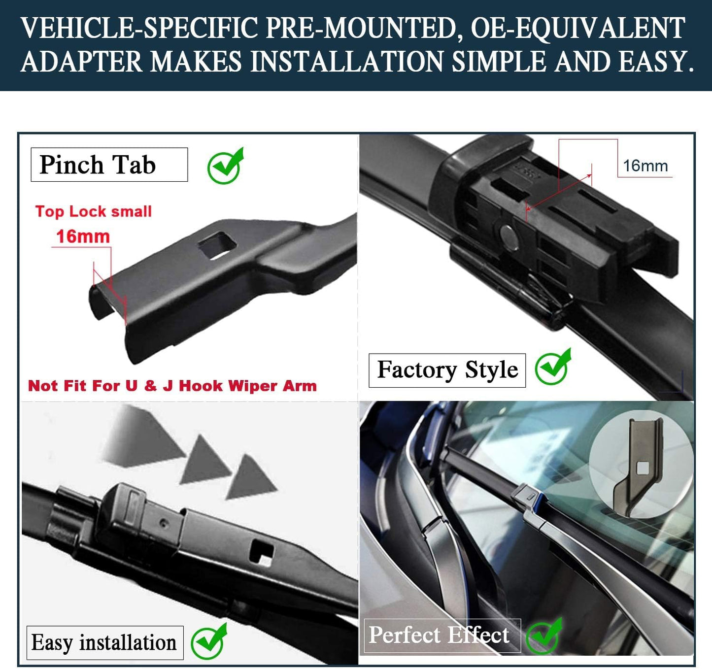 AUTOBOO 25"+22" Windshield Wipers with 15" Rear Wiper Blade Replacement for Volkswagen VW Tiguan 2018 2019 2020 2021 2022 2023 2024 -Original Factory Quality (Pack of 3)