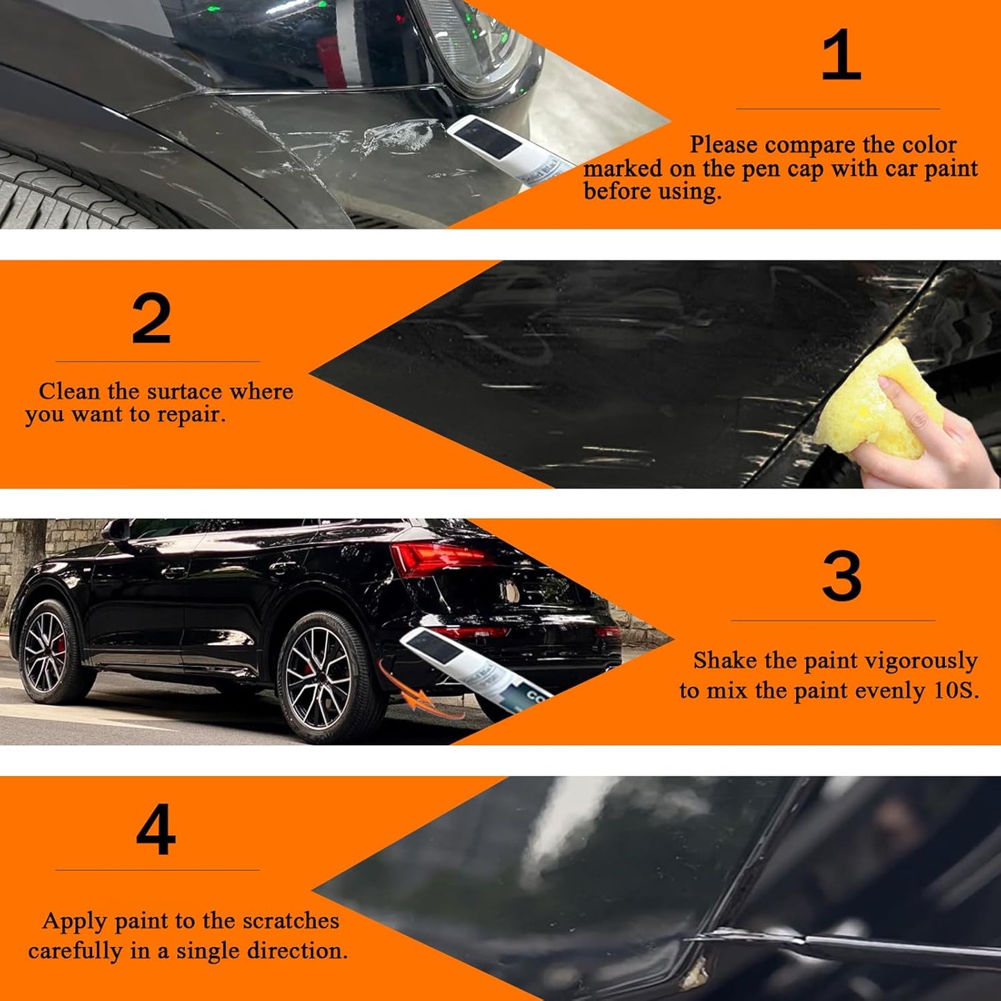 Carrara White(LC9A) Touch Up Paint Compatible with Audi, Car Paint Pen Scratch Repair Two-In-One Touch Up Paint, Premium Car Scratch Remover for Deep Scratches