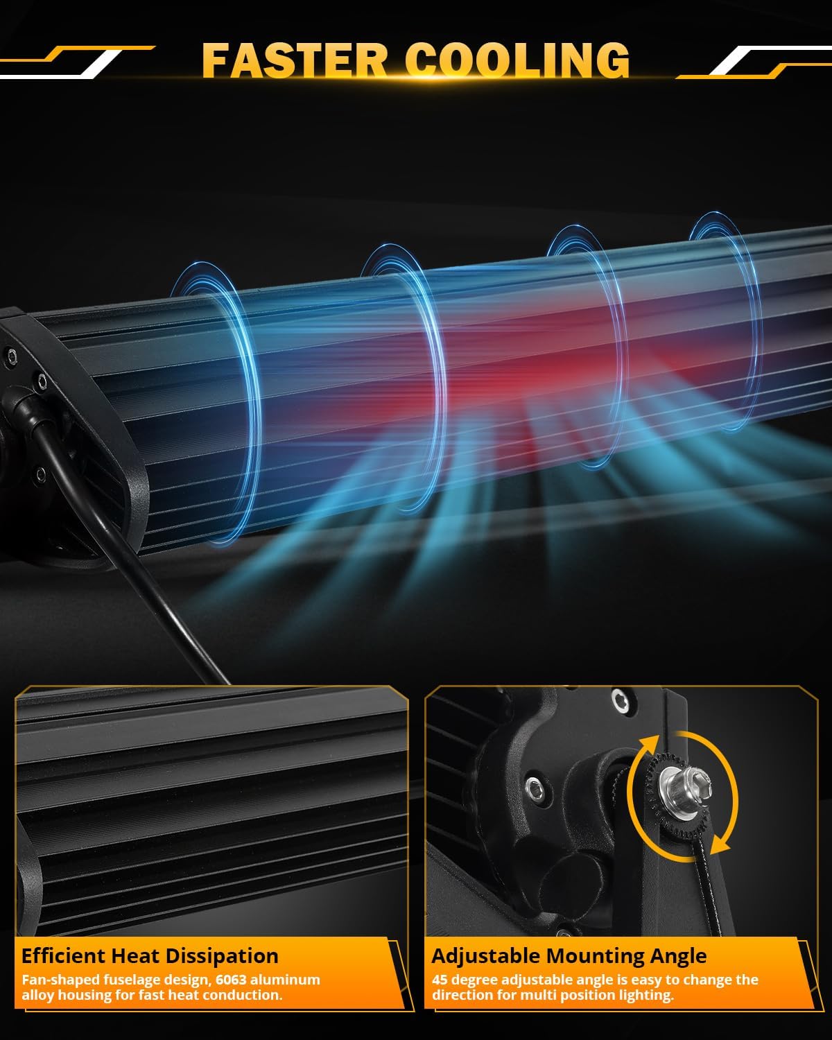 Auxbeam 42 Inch Curved LED Light Bar, 240W 6 Modes Amber White Strobe Fog Lights, Yellow Spot Flood Memory Reset Function Offroad Driving Work Ditch Light for Truck Car ATV