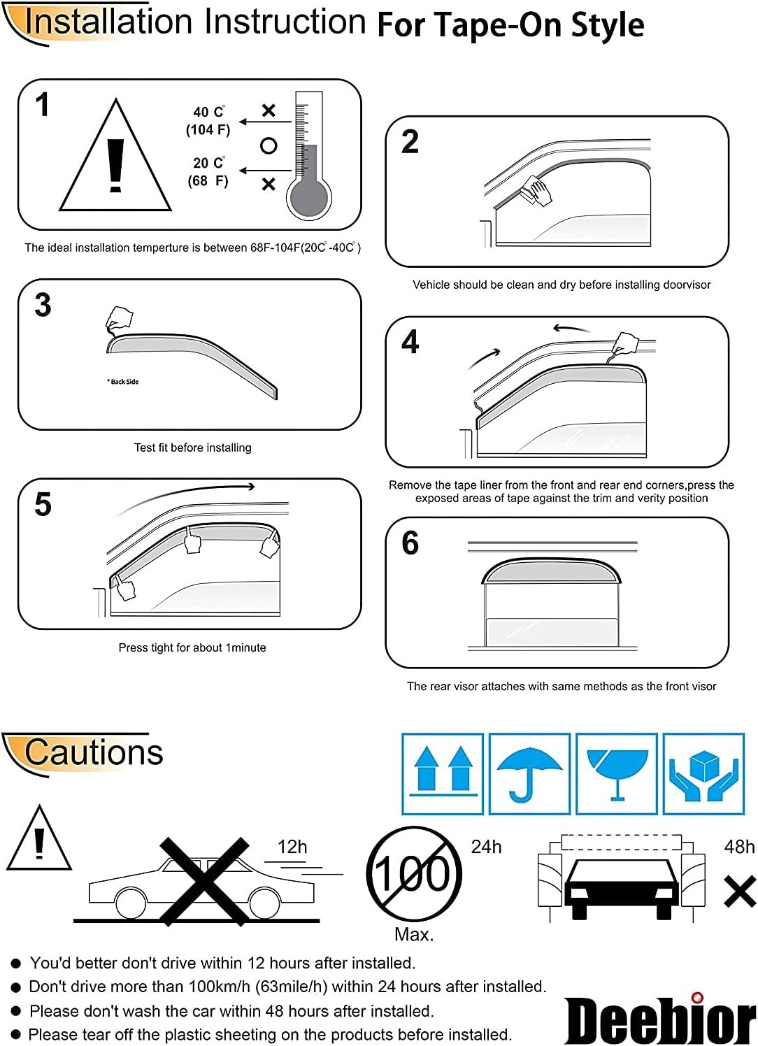 Side Window Deflector Visor Rain Guard,Outside Mount Tape-on Shatterproof Dark Smoke,4pcs Dark Smoke Window Shades fit for 1999-2004 Jeep Grand Cherokee WJ 94650