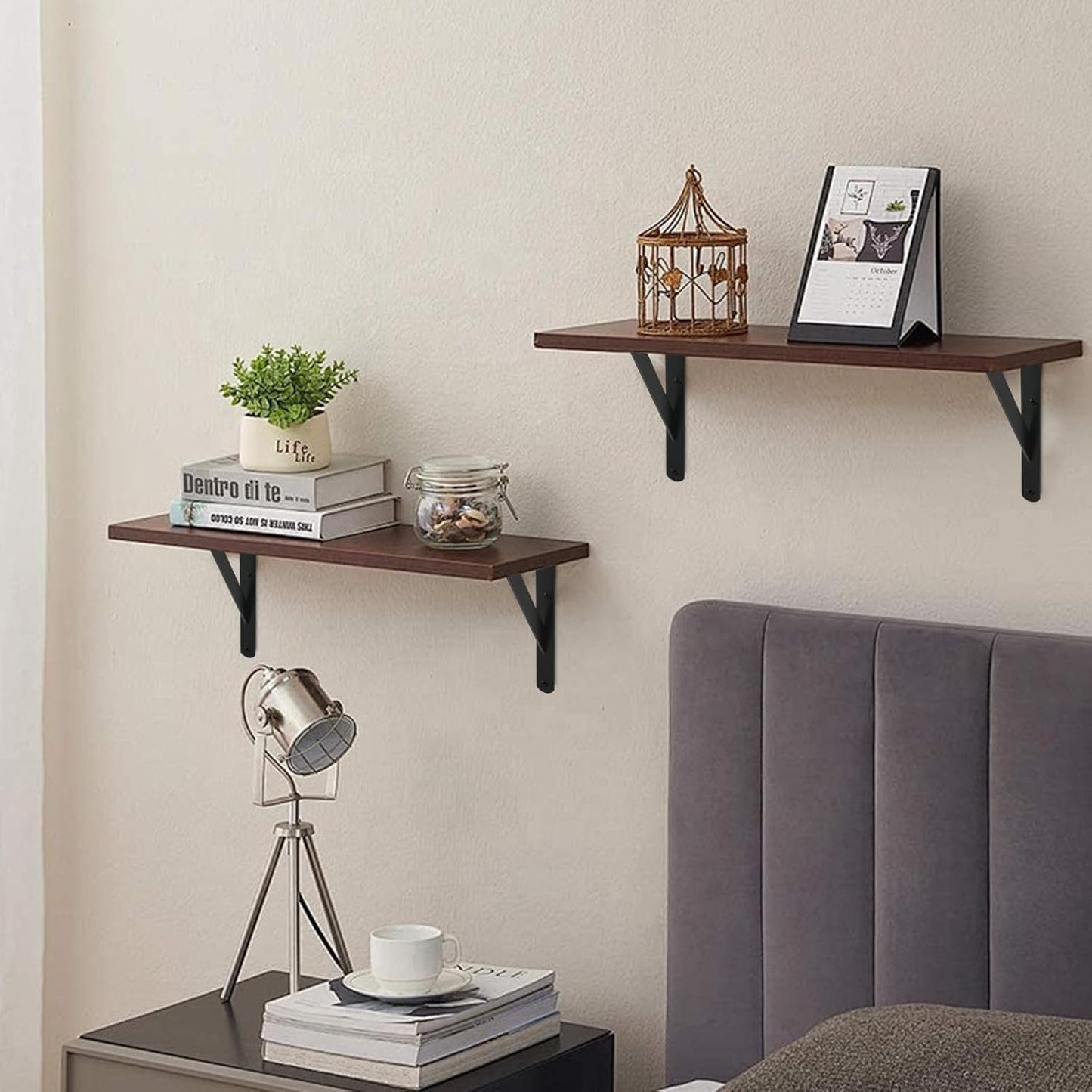 16 Pack L11 x H 8" Black Heavy Duty Shelf Brackets with Screws Metal Shelf Brackets Shelf Support Angle Brackets for Shelves L Brackets Heavy Duty Floating Shelf