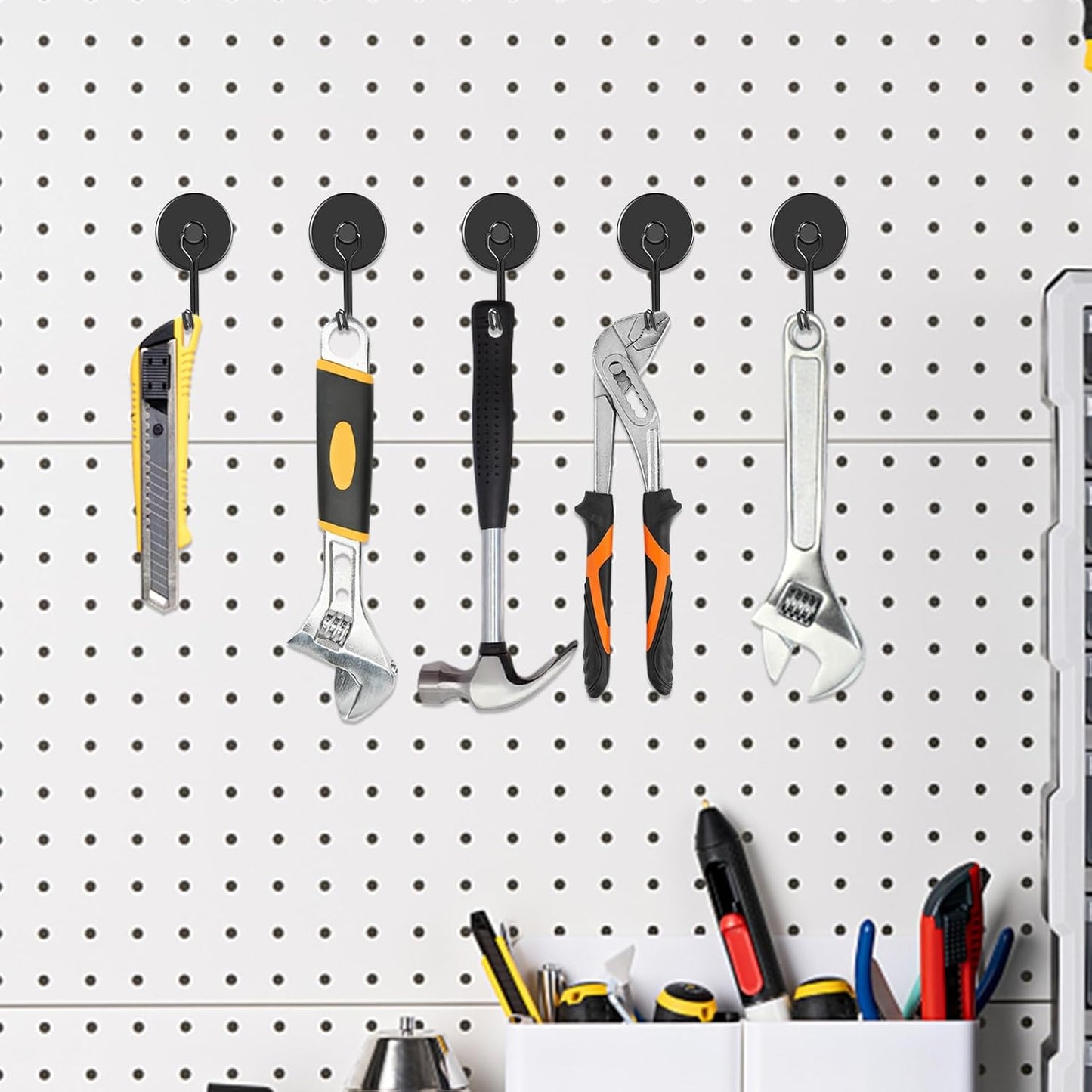 MIKEDE Black Magnetic Hooks Heavy Duty, 110LB Swivel Swing Strong Magnetic Hooks Cruise,Neodymium Hook Magnets for Hanging, Home, Workplace, Metal Door, Office and Garage - Pack of 4