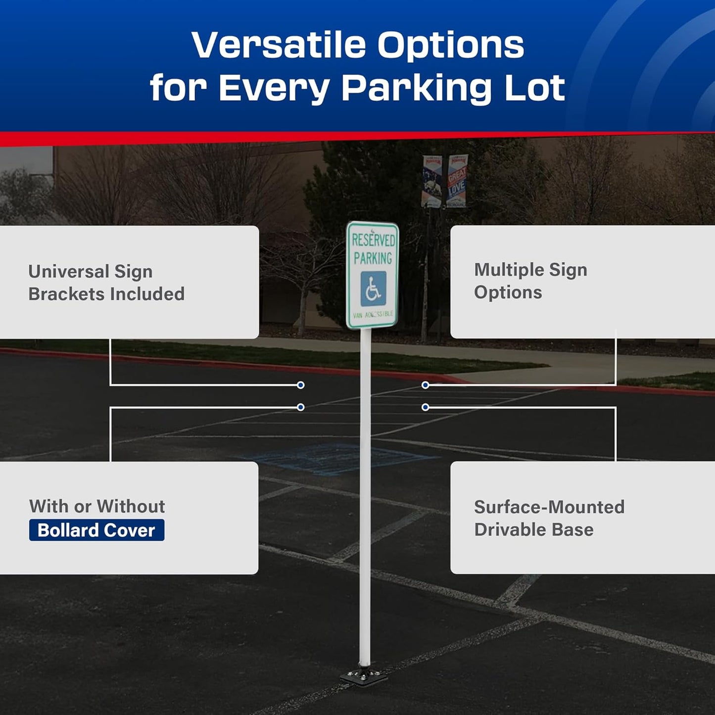 Impact Recovery - Sta-Rite Flexible Sign Post - Sign Holder - Handicap Parking Signs - Made in the USA - 102” Van Accessible Signage