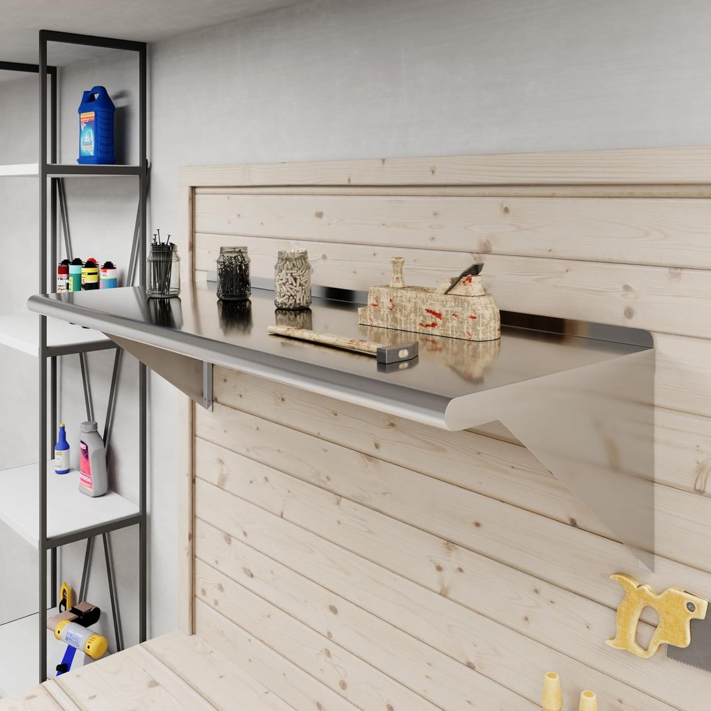 AmGood 48" Long X 18" Deep Stainless Steel Wall Shelf | NSF Certified | Appliance & Equipment Metal Shelving | Kitchen, Restaurant, Garage, Laundry, Utility Room