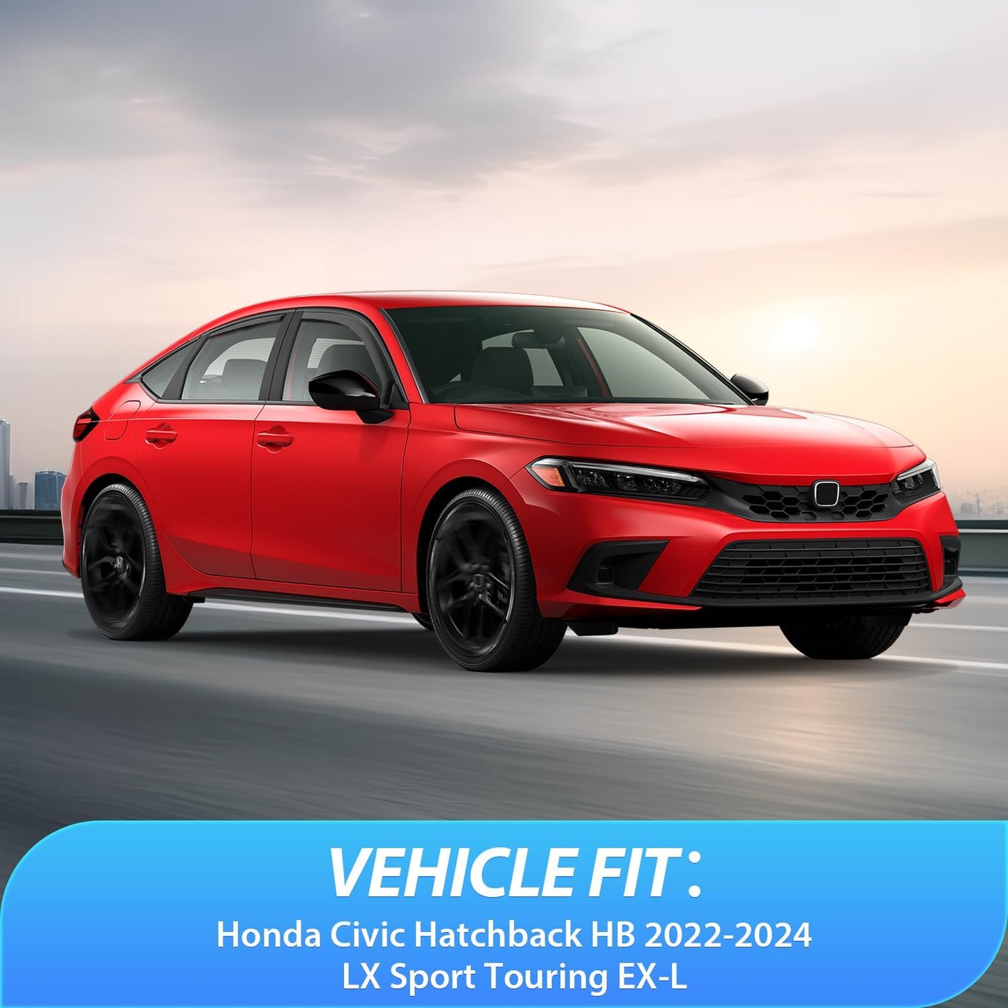 Nilight Durable in Channel Rain Guards for Honda Civic Hatchback HB LX Sport Touring EX-L 2022 2023 2024 Window Deflectors, Vent Window Visors-4pcs