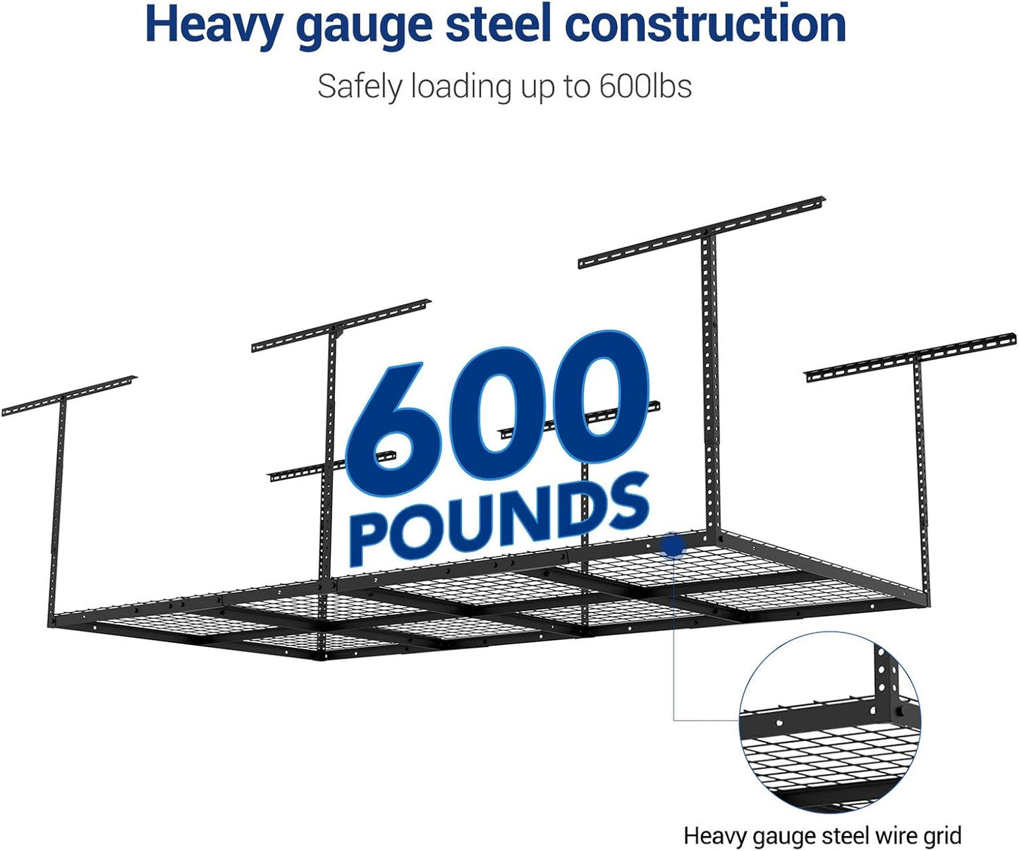 FLEXIMOUNTS 4x8 Overhead Garage Storage Rack, Adjustable Organization System, Heavy-Duty Metal Ceiling Racks, 2 pack, Black