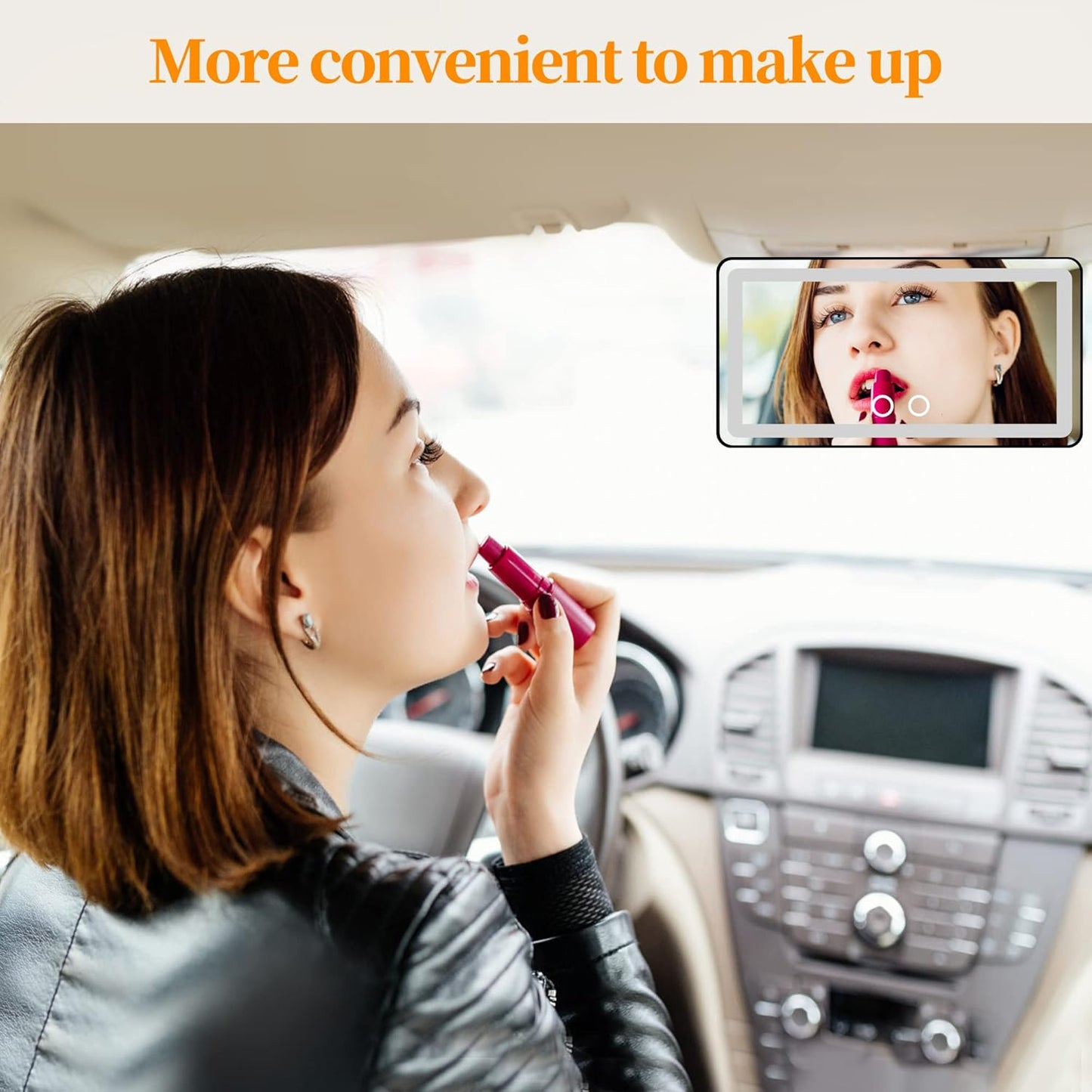 Car Sun Visor Vanity Mirror with Lights, 2 Pcs Rechargeable Car Makeup Mirror Accessories, Birthday Gifts for Women Girl, 3 Light Modes, Dimmable Touch Led Screen, Universal for Car Truck