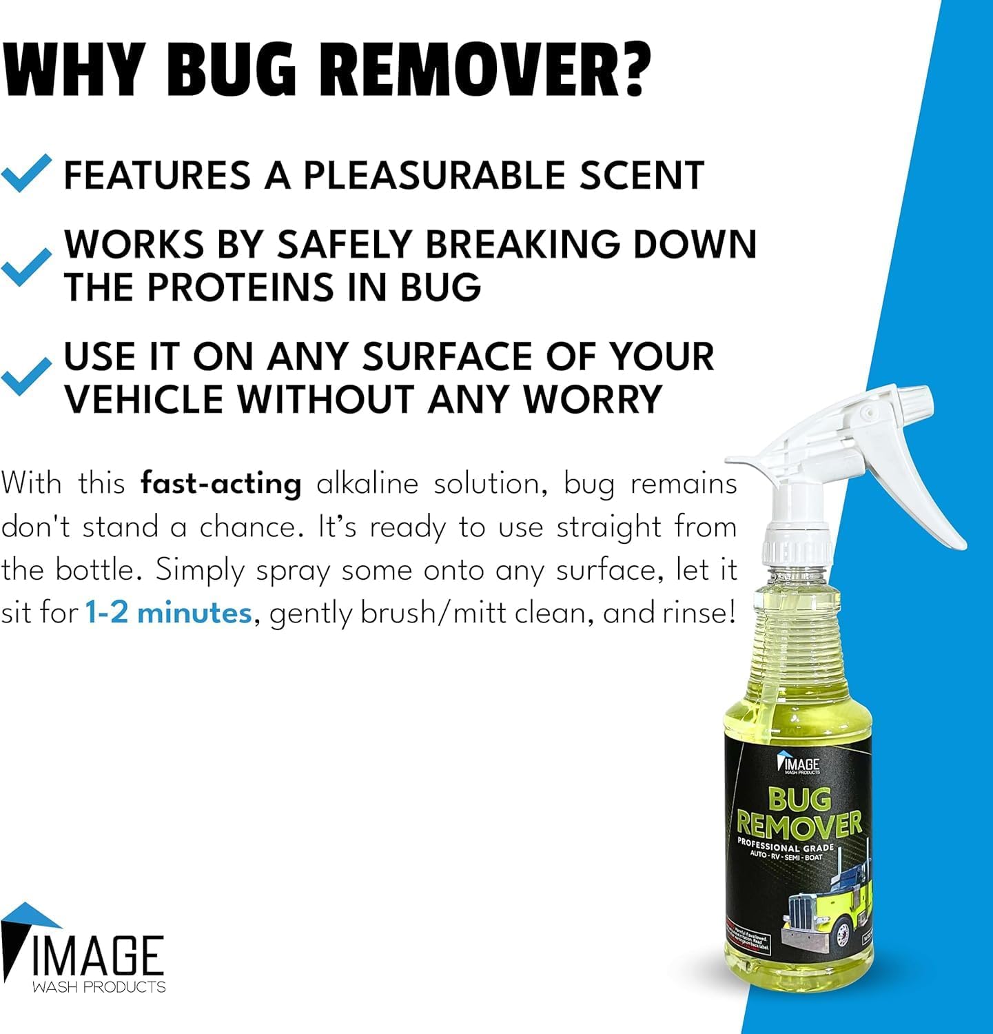 Image Wash Products Bug Remover โ 16oz Best Bug Remover for Cars/Truck Exterior | Bug Cleaner for Vehicles, Car Bug Remover Spray, Bug Off Car Cleaner, Bug Wash for Cars