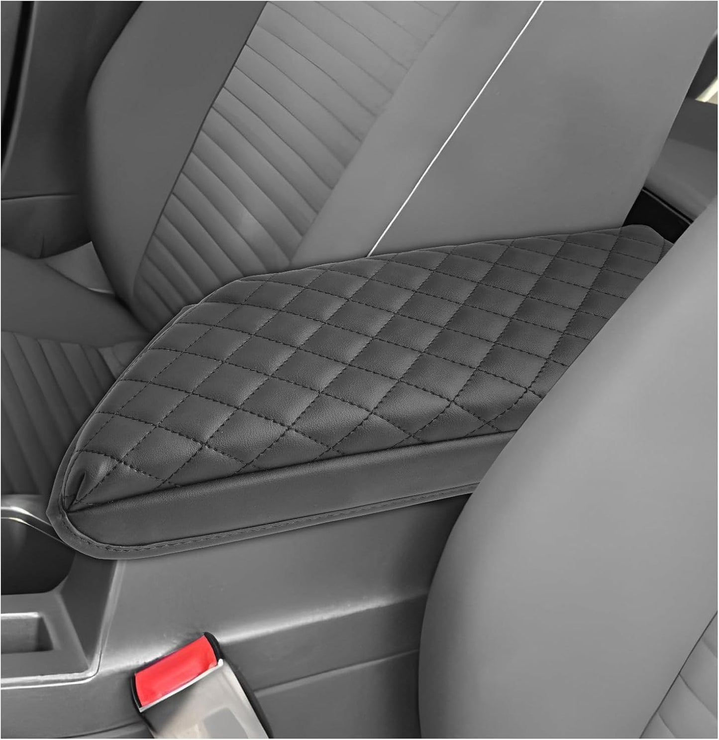 SXCY for 2020-2025 VW Jetta Armrest Cover for Volkswagen Jetta 2025 Accessories 2020-2024 2025 Jetta Center Console Cover 2025 Jetta Middle Console Cover (Black Checkered Pad)