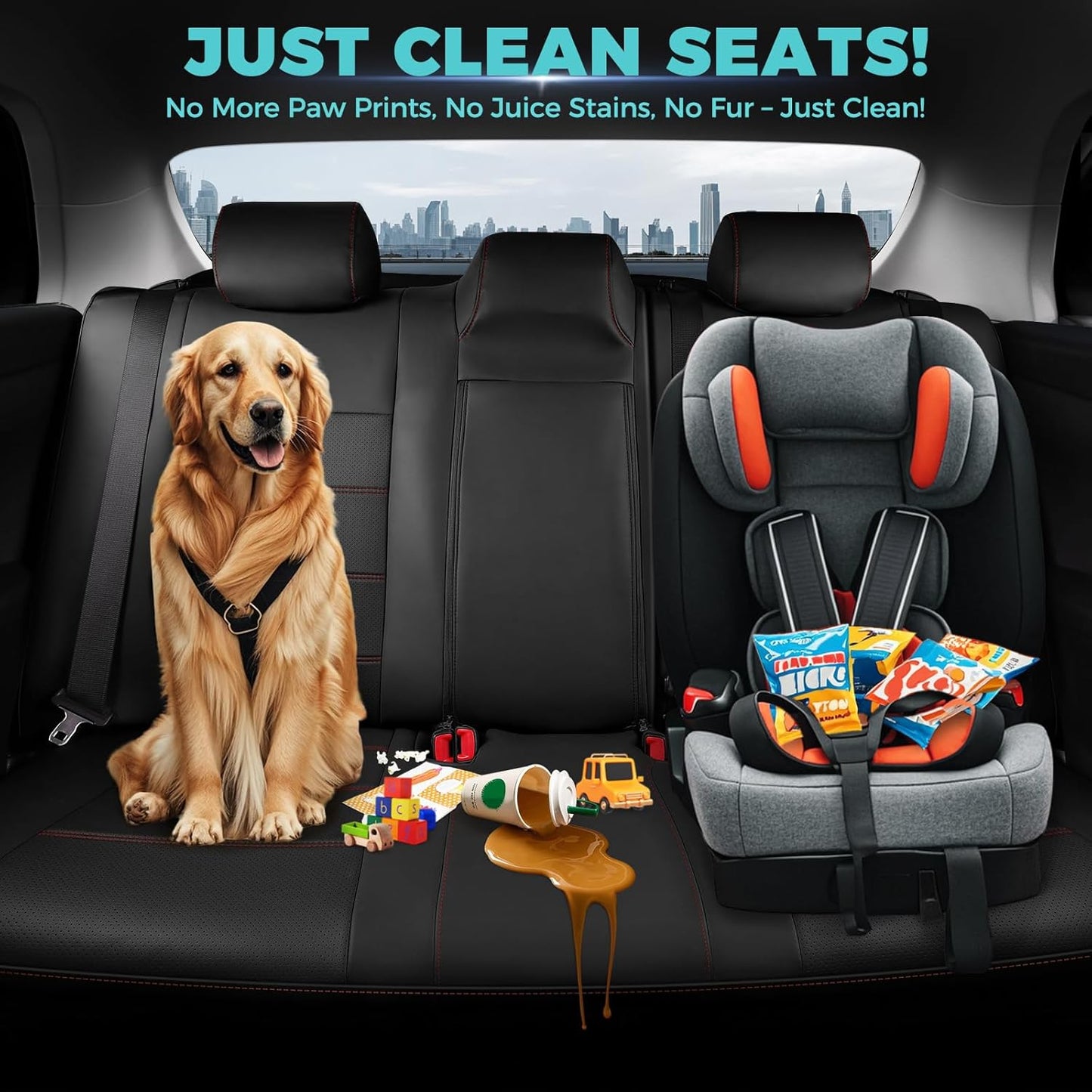 for Toyota Camry Seat Covers L LE XLE 2012 2013 2014 2015 2016 2017 - Custom Fit Car Seat Covers Full Set, Waterproof Breathable Luxury Leather Seat Covers for Cars, Black Red Not for Hybrid