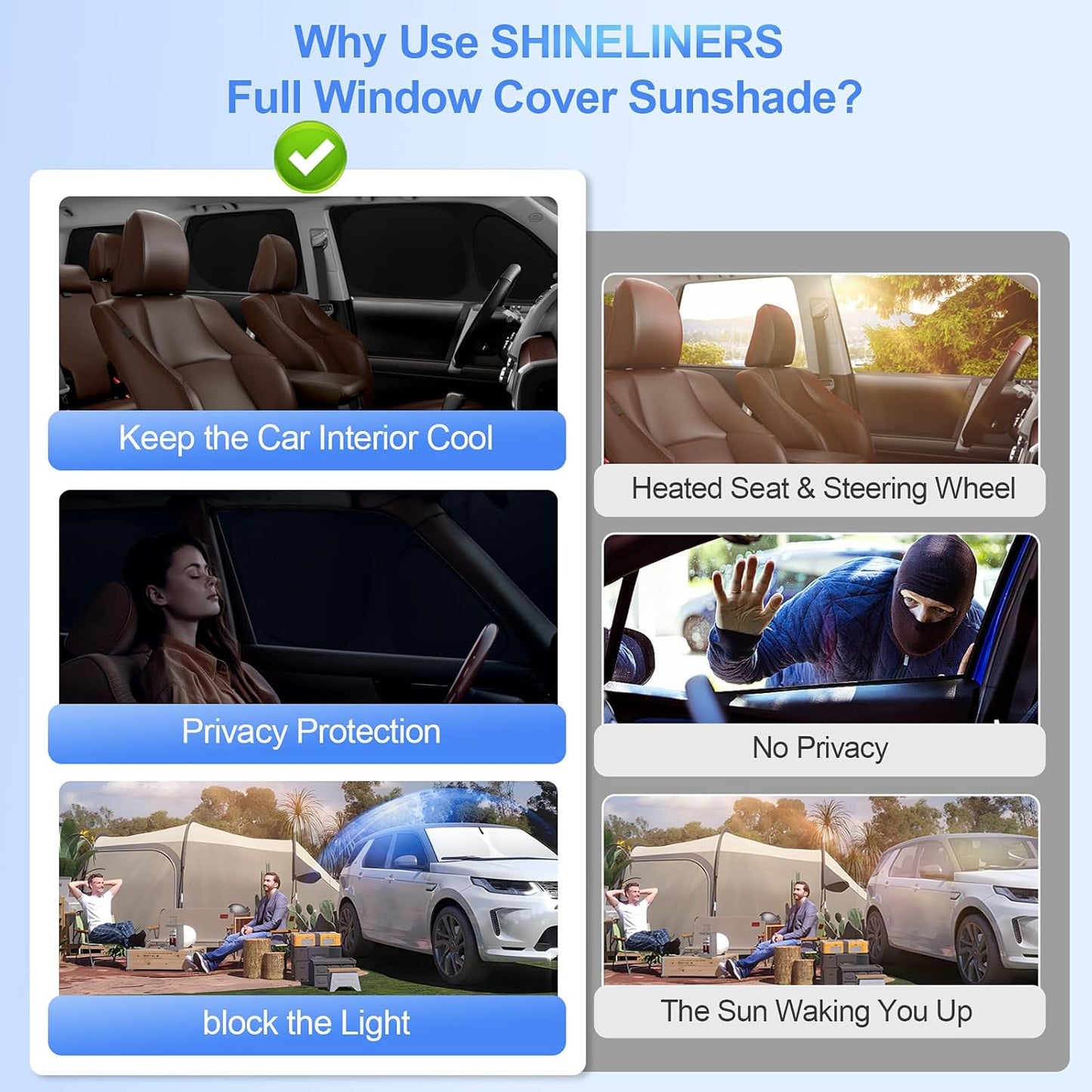 8pcs Car Window Shades for Hyundai Santa Fe 2024 2025 2026 Accessories,Windshield Side Rear Full Sunshade,Sun Visor UV Blocking, Privacy Protection and Blackout for Camping Outdoor