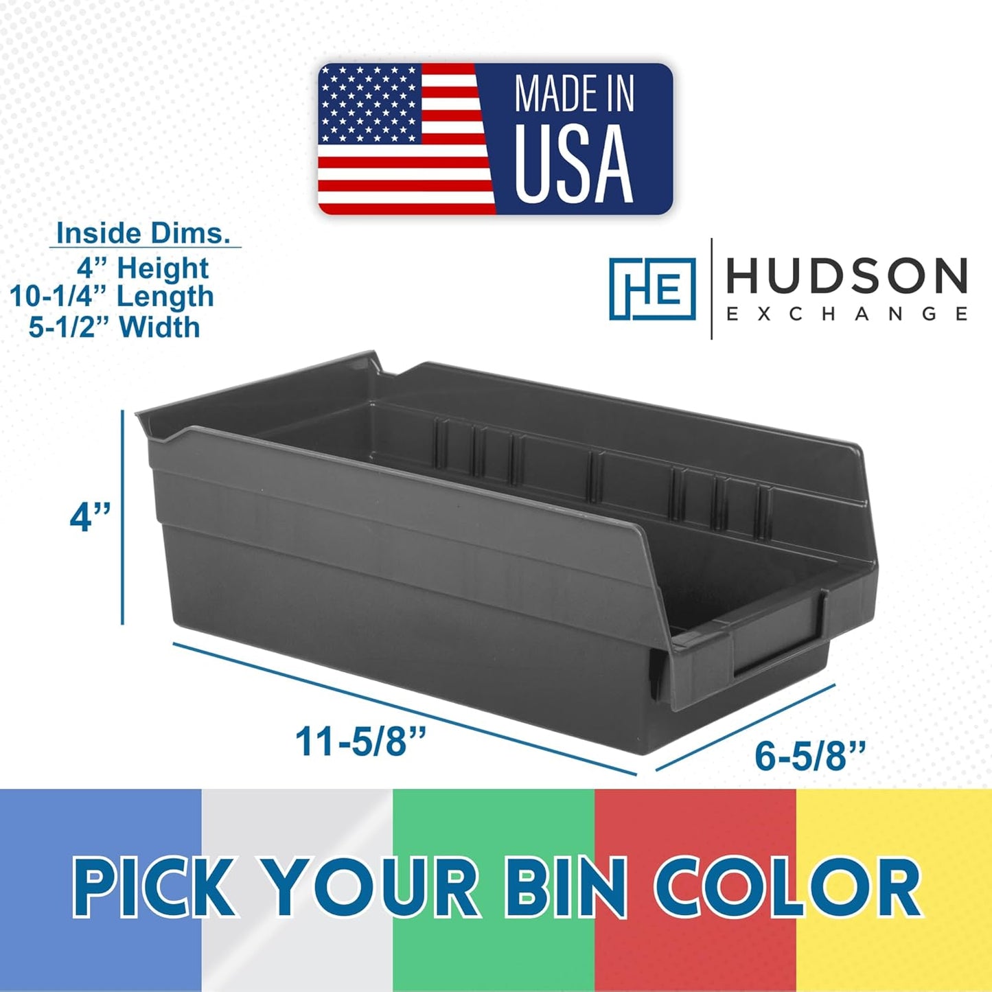 Hudson Exchange 36x14x33, 4-Tier (20 Bins Included), Industrial Wire Shelving Unit with Storage Shelf Bins, Chrome Rack (Clear)