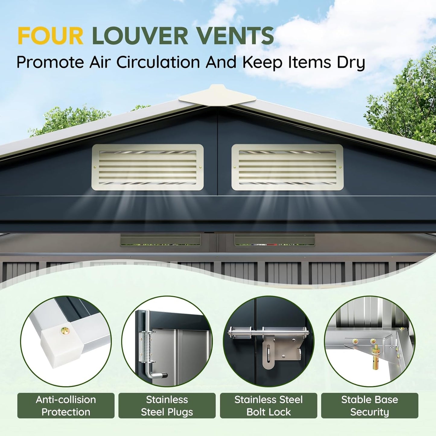 Breezz 5x3FT Vertical Outdoor Steel Storage Shed with Floor Frame, Lockable Doors, Compact Metal Tool Shed for Garden, Backyard, Patio, Utility, and Bike Storage,Nightblue