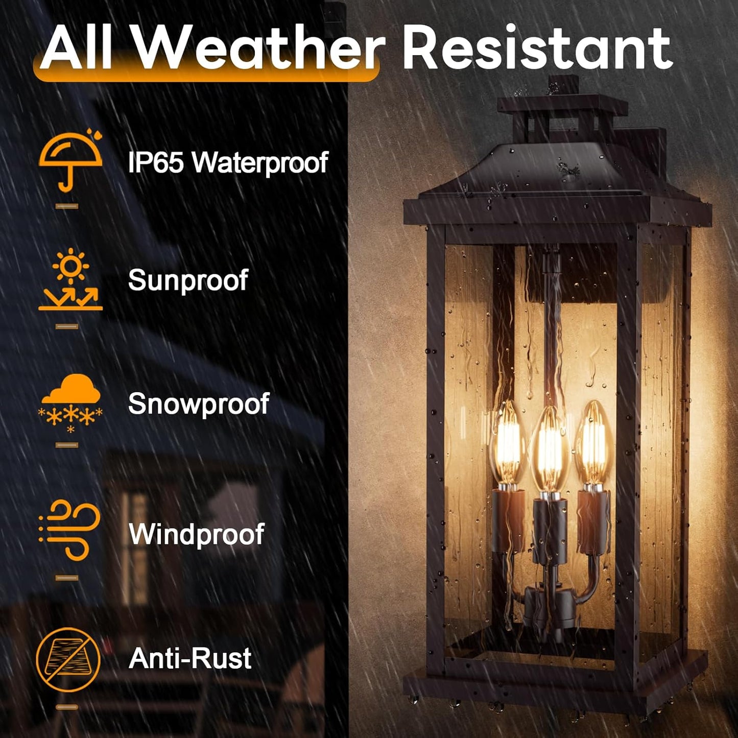 20" Oil Rubbed Bronze Outside Lighting for House 3-Light, 2 Pack Brown Large Vintage Outdoor Sconce Lights Porch Patio Lights Wall Mount, Waterproof Exterior Carriage Lamps, E12