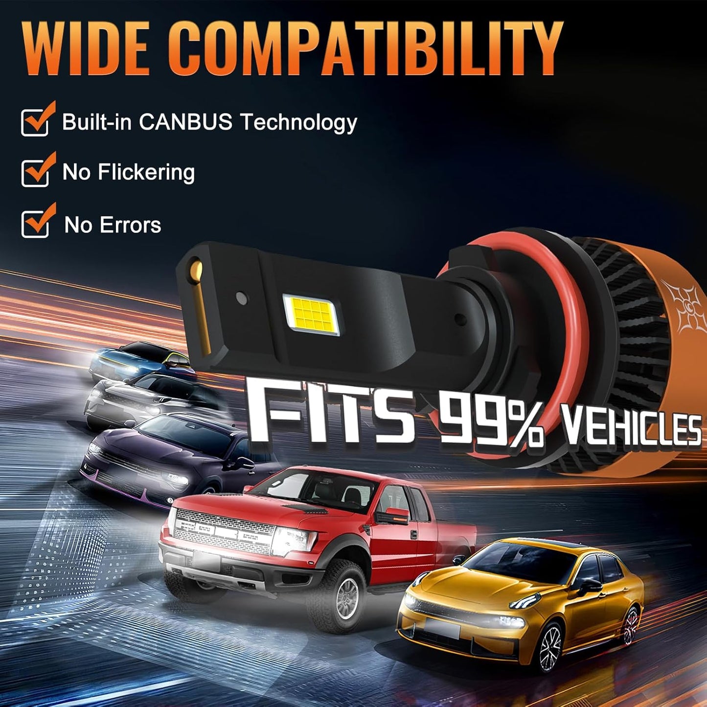 HIKARI WINGS H4/9003 LED Fog light, 30000LM Pure White 6000K LED Bulbs, Plug & Play IP68 Waterproof Pack of 2