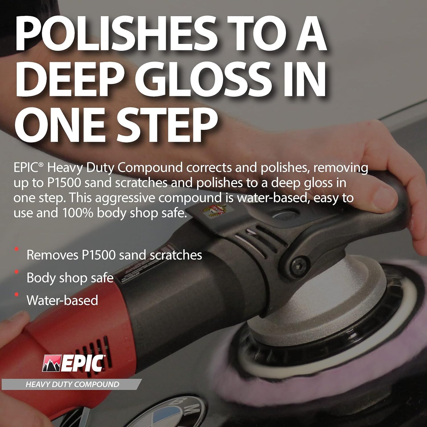 Malco Epic Heavy-Duty Car Polishing Compound – Best Deep Scratch Remover | All-in-One Compound for Polishing Car Paint | Dust-Free, Swirl-Free Finish | Removes P1500 Sand Scratches | 32 Oz. (109032)