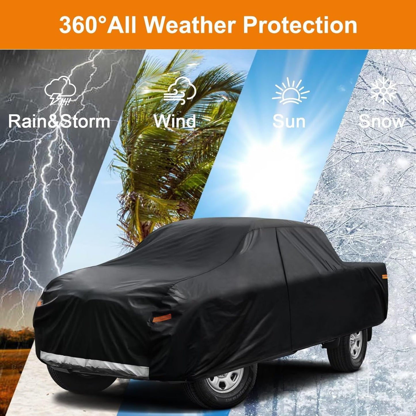 Kayme Truck Cover Custom Fit Ford Ranger(1990-2011) Super/Extended/Regular Cab SB. Full Exterior Heavy Duty Outdoor Pickup Truck Car Cover Waterproof All Weather.Car Tarp for Wind Sun Dust Protection.