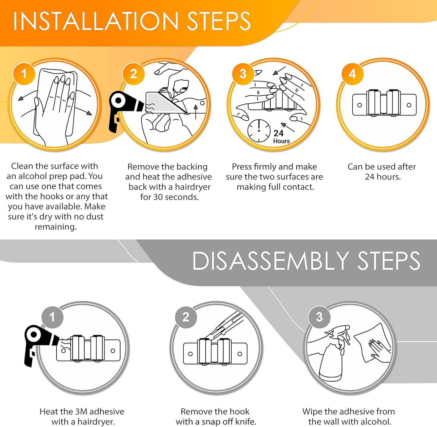 Self Adhesive Broom and Mop Holder Wall Mounted – SUS304 Stainless Steel 2-Slot Organizer with Anti-Slip Rubber Grips, 25lb Load, Adjustable for 0.6–1.4" Handles, Garage Kitchen Bathroom Use, 2 Pack