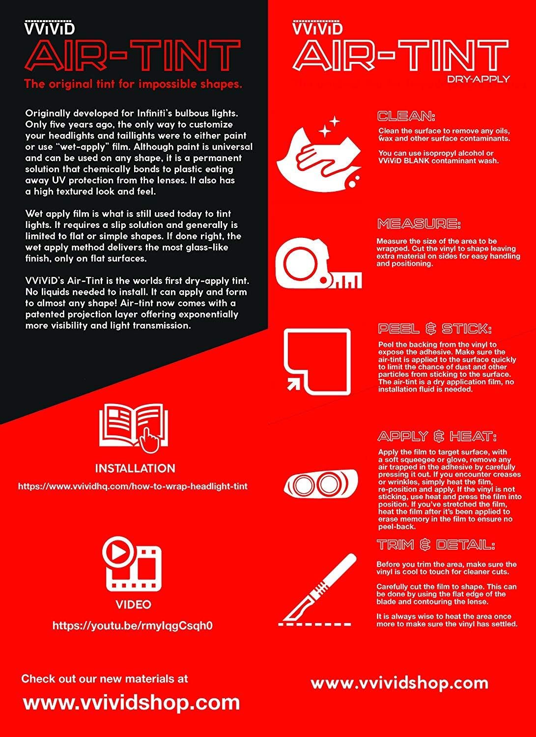 VViViD Air-Tint Headlight/Tail Light Window Tint (12" x 48", Pink)