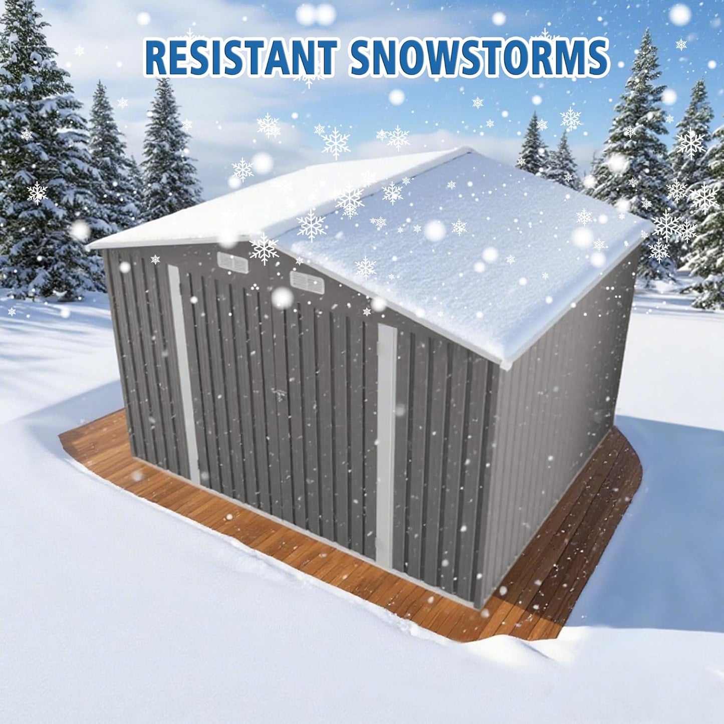 8X10 FT Outdoor Storage Shed with Window, Metal Sheds & Outdoor Storage with Lockable Door and 4 Vents, Outside Storage Shed Waterproof for Backyard, Garden, Patio, Gray