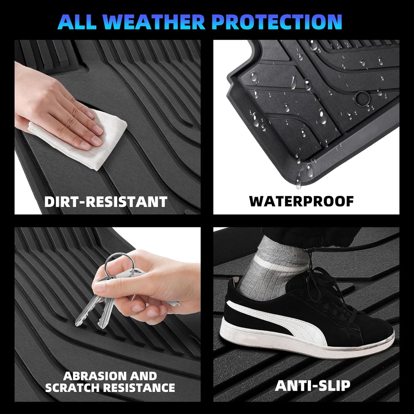 Tesla Model Y Floor Mats for Tesla Model Y 2020-2024,TPE All Weather Custom Fit Floor Liner 1st and 2nd Row Car Liners,Tesla Interior Accessories (Model Y Floor Mats 3PCS)