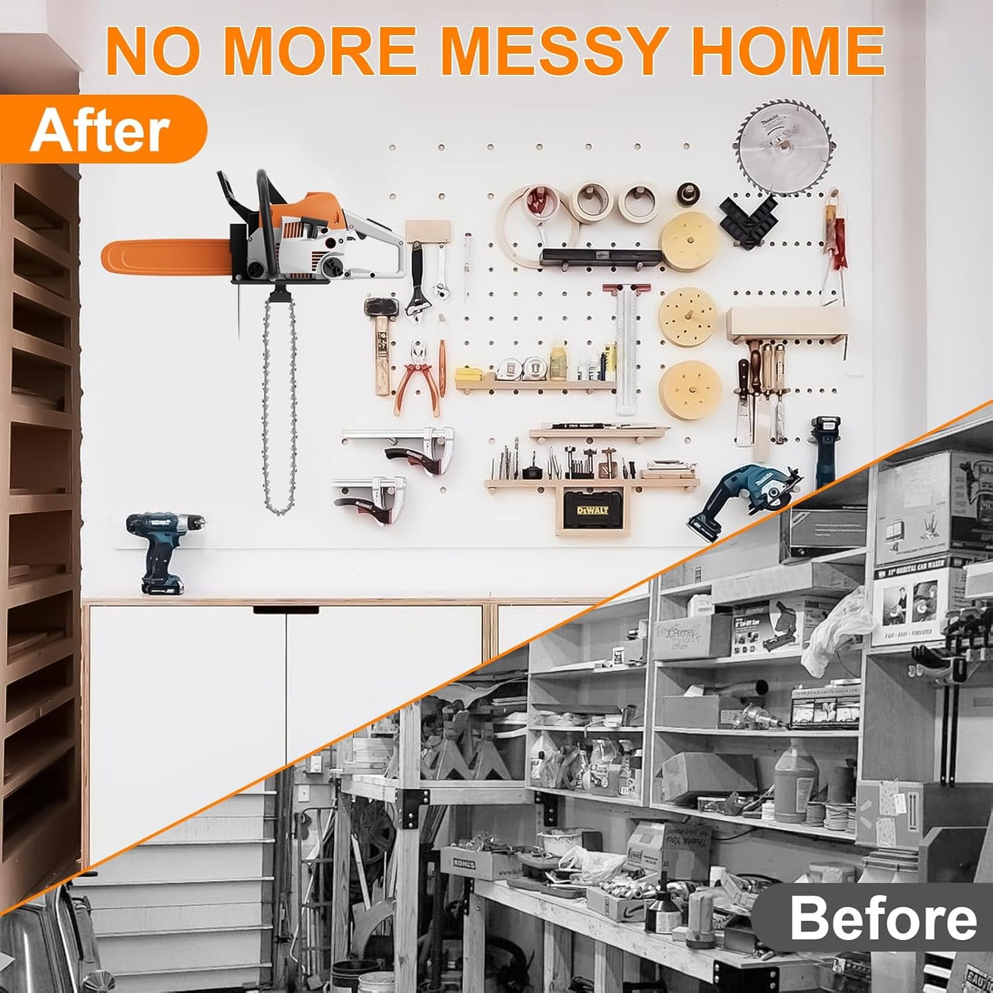 Chainsaw Holder, Chainsaw Wall Mount Compatible with Stihl MS250, MS251, MS170, MS171, MS172 Heavy Duty Chainsaw Rack Garage Storage Holder Chain Saw Display, Black