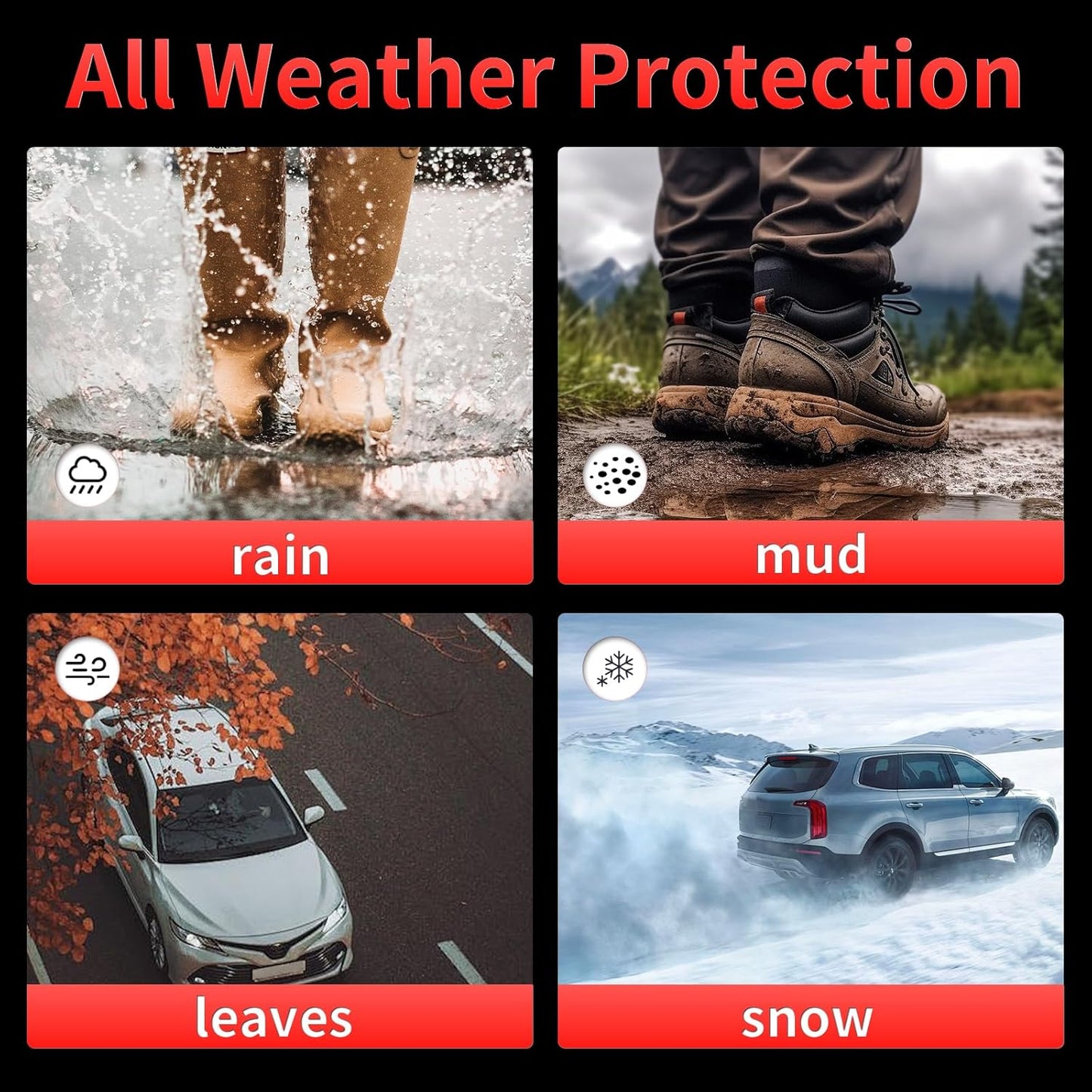 Wayhigh-All Weather Floor Mats Fit for 2015-2019 Ford Explorer 7 Seats TPE Car Mats Waterproof Heavy Duty Rubber Floor Liners for Explorer Accessories Custom Fit Black Liners