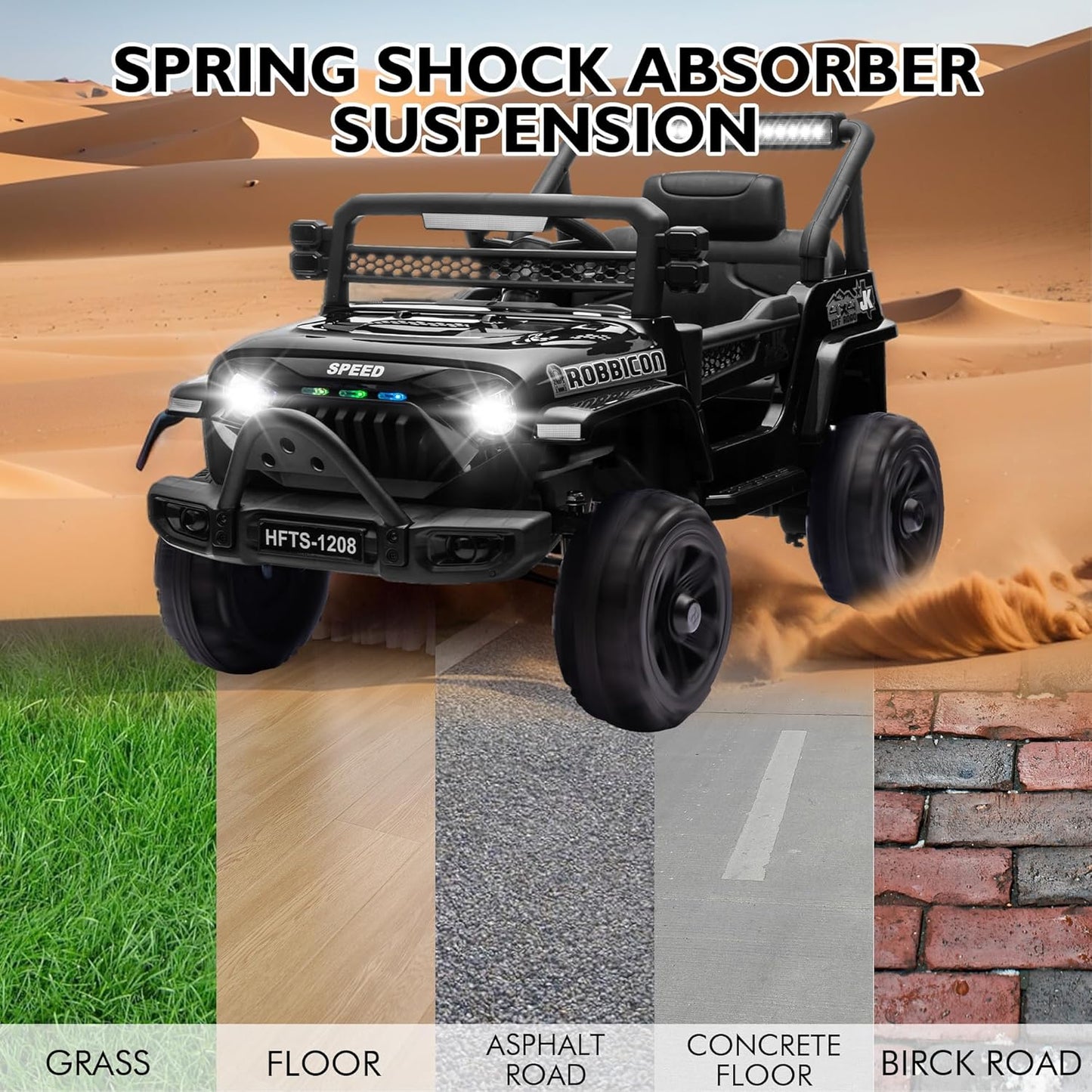 12V Ride on Electric Truck Car for Kids, 12V Kids Electric Vehicles w/Remote Control, Four-Wheel Suspension, USB, Bluetooth, Power Display, Lights, Battery Powered Ride on Toys for Boys Girls (Black)