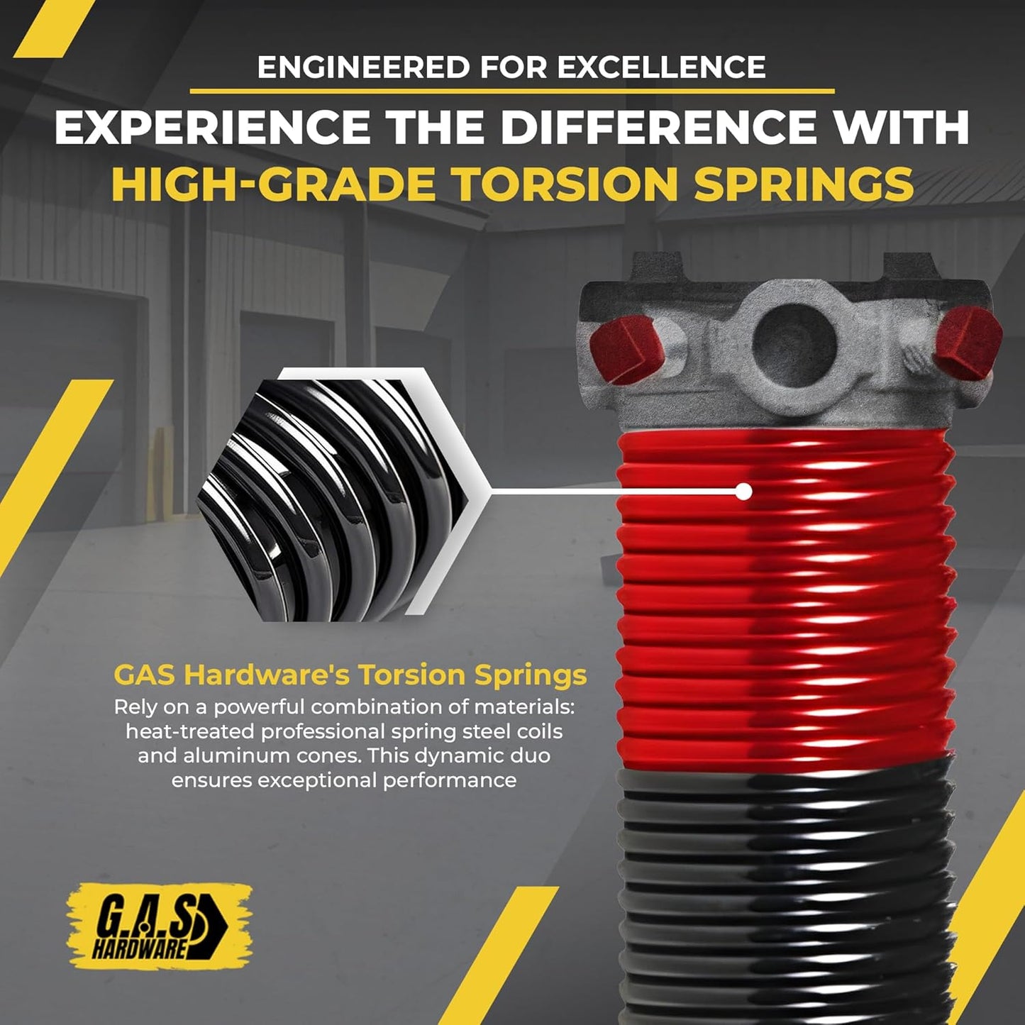 Garage Door Torsion Spring 225x1.75x27 Includes 1” Steel Bearing, Gloves, Manual, and Winding Bars for Right Side of Garage Door Precision E-Coating 5-Year Warranty Min. 30,000 Cycles (Black Cone)