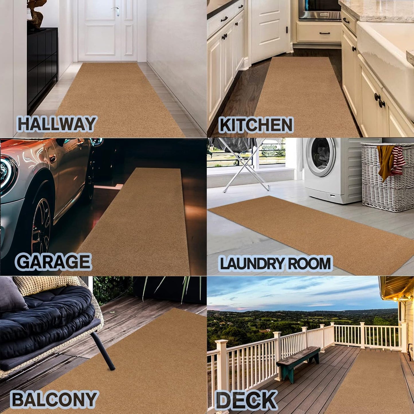 Custom Size Backed Non-Slip Area Rugs Runner, Easy Clean, Waterproof Runner Rugs for Hallway Entryway, Kitchen, Laundry, 4FT x 77FT, Beige