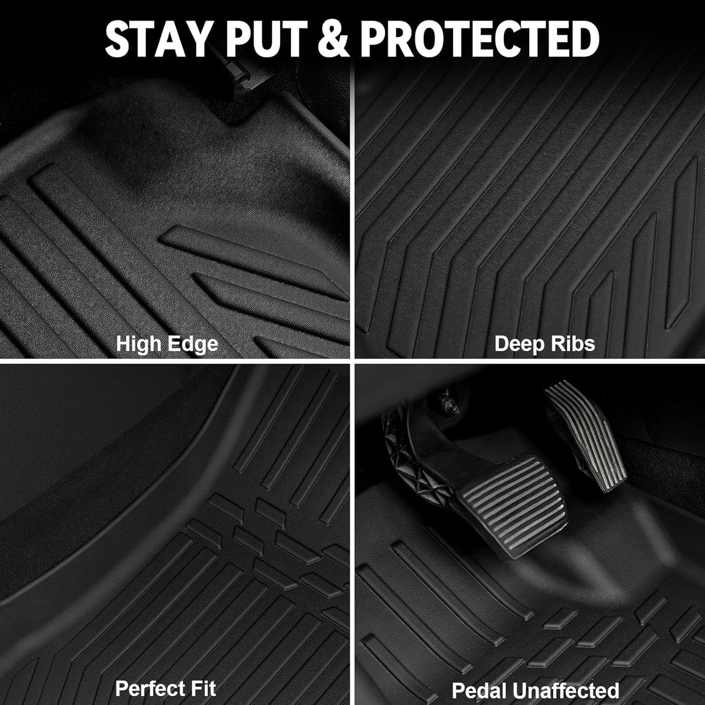 Floor Mats Set for 2017-2025 Jeep Compass Accessories(New Body Style 2nd Generation), Full Coverage All Weather Floor Mats with Cargo Mat TPE Includes Backrest Protectors & Door Sill Guards