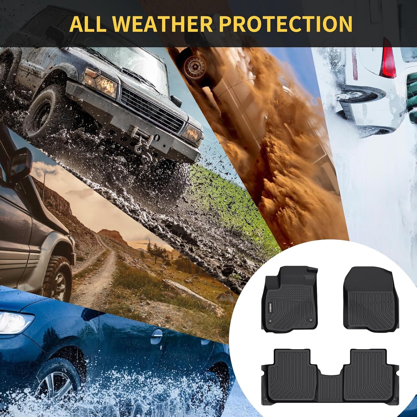 GINOWY-Floor Mats & Cargo Liner for Nissan Rogue 2021-2024 2025 (Not for Rogue Sport) TPE All Weather 2024 Rogue Car Mats Non-Slip Trunk Mat Waterproof Rogue Accessories Black