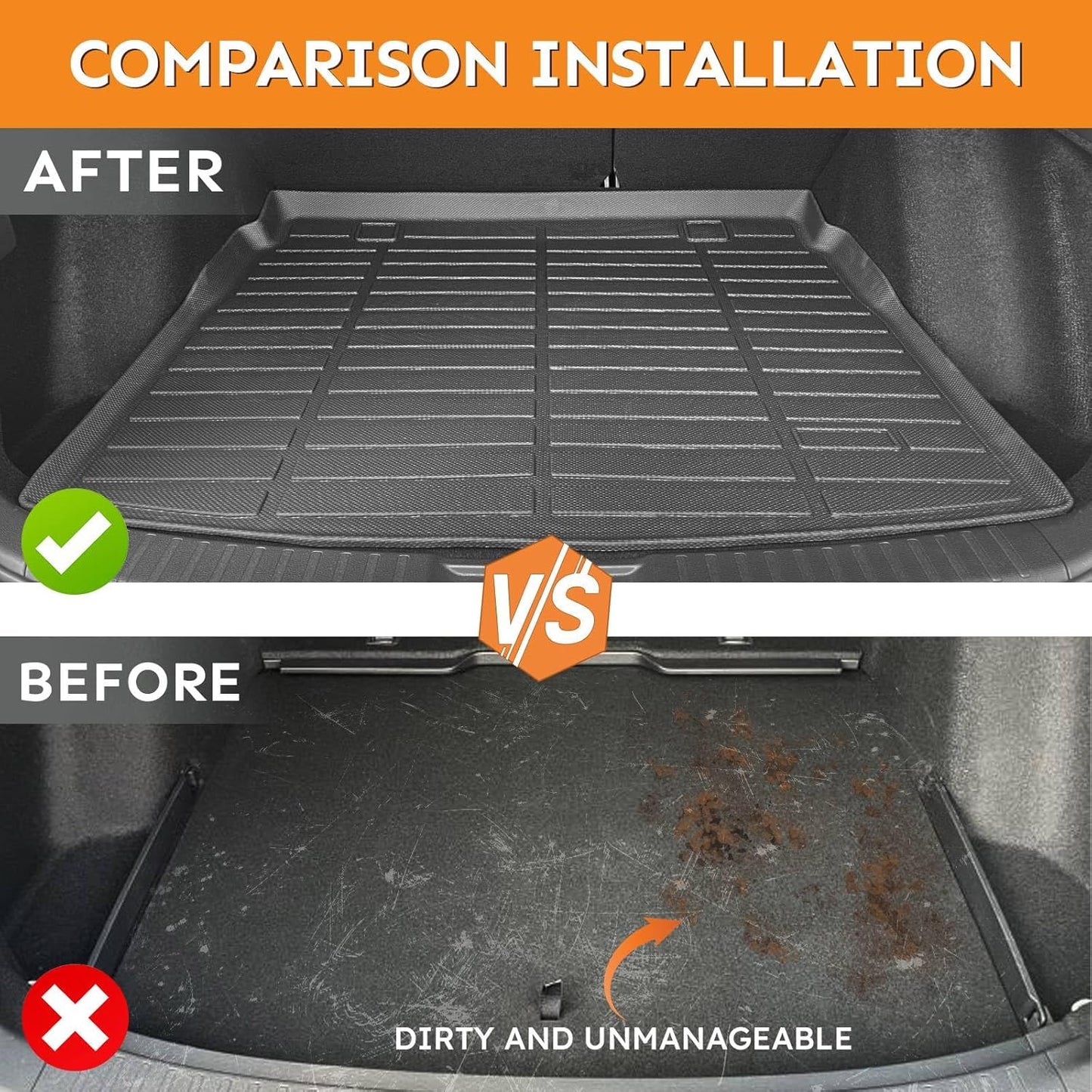 Binmotor-Floor Mats & Cargo Liner for Dodge Grand Caravan 2011-2021, 7 Passenger, All Weather Mats Grand Caravan Cargo Trunk Mat, Floor Liners Car Mats Accessories for Grand Caravan