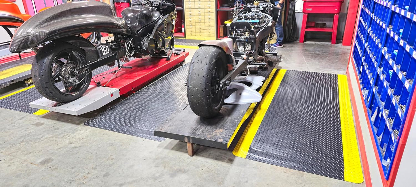 Rhino Mats, American Classic Diamond Anti-Fatigue Mats, Industrial Ergonomic Comfort Standing Mat for Work, Home, Garage, Office, Kitchen or Anywhere (Black/Yellow 9/16" Thick, 4 FT. x 8 FT.)